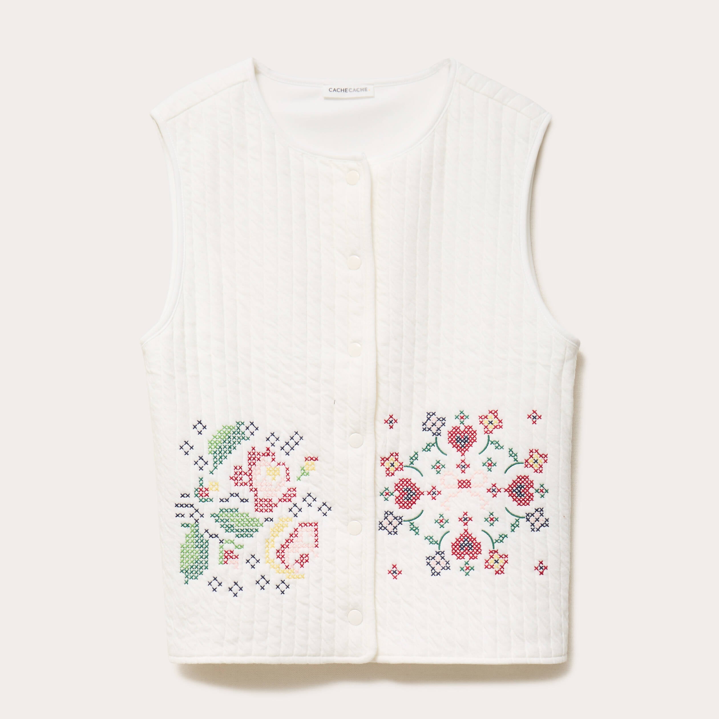 Veste oversize sans manches ecru femme