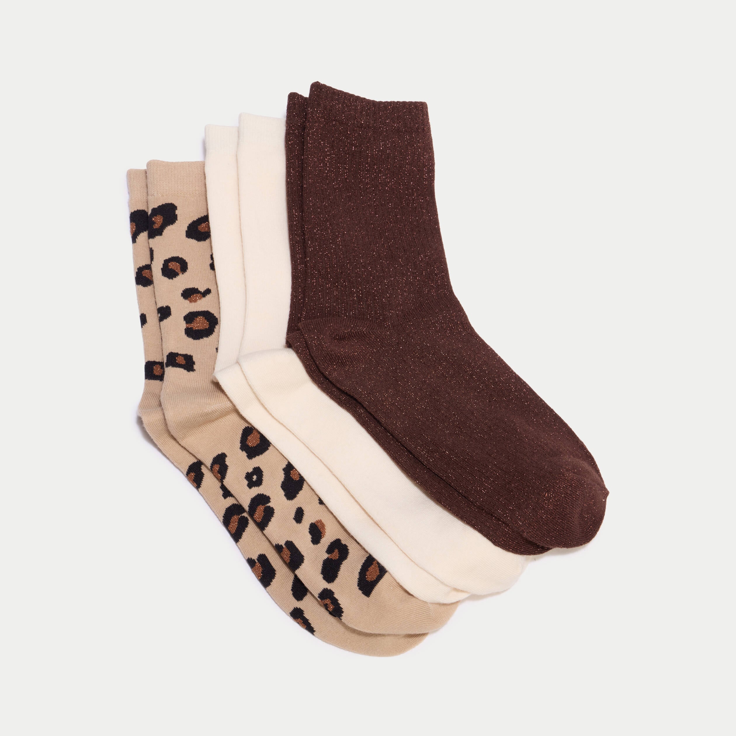 Lot de 3 paires de chaussettes marron fonc&eacute; femme