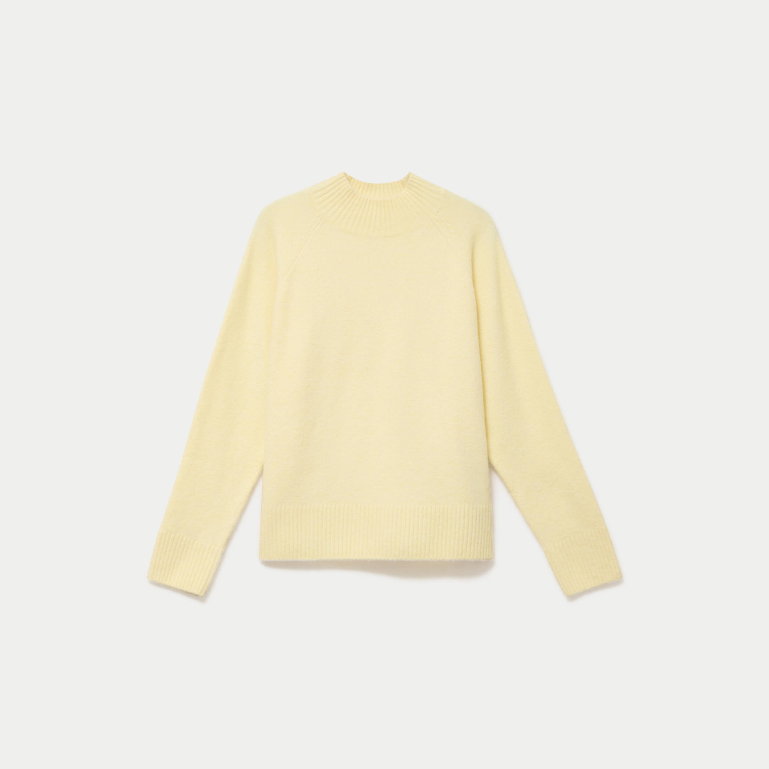 Pull col montant manches longues jaune clair femme