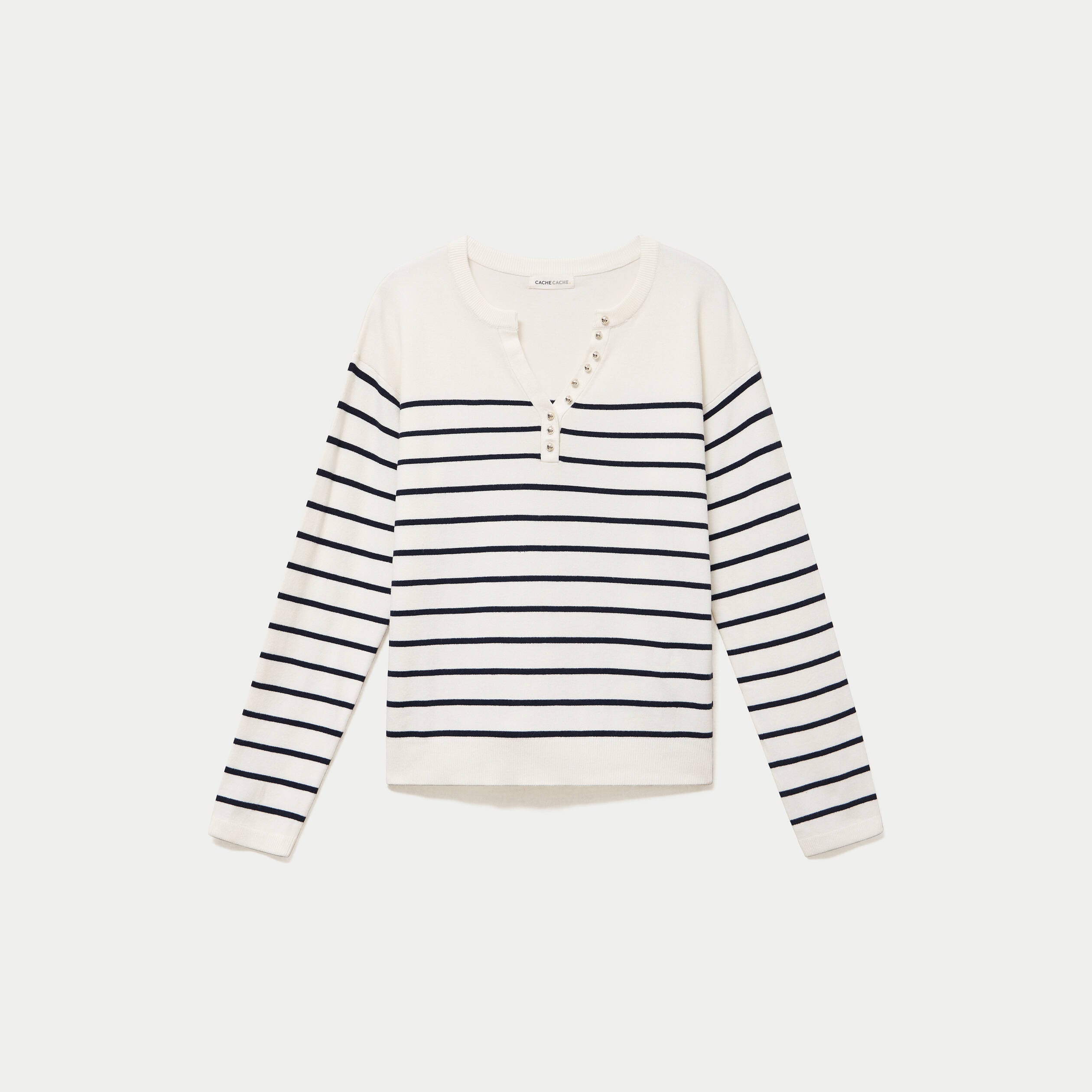 Pull fin manches longues bleu marine femme
