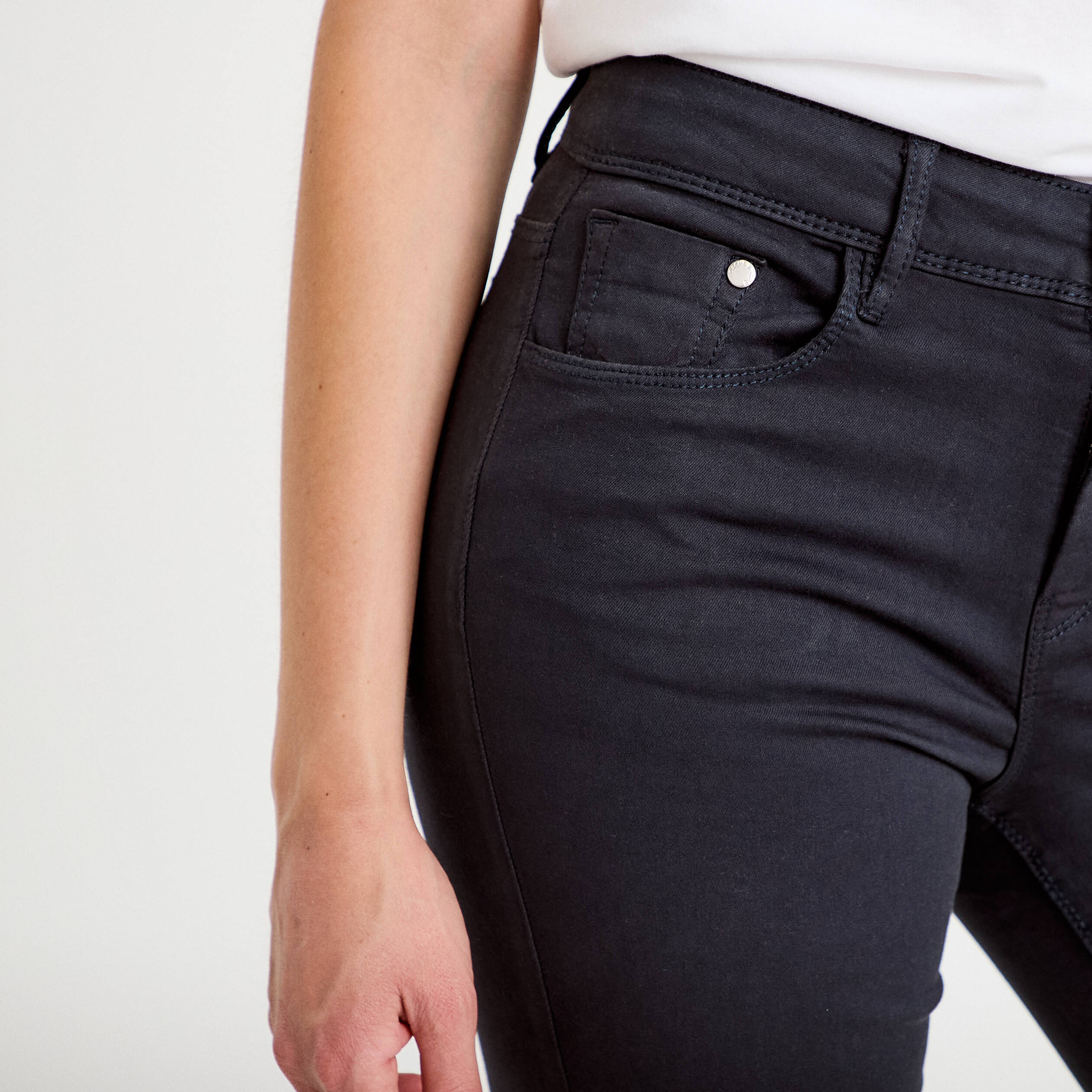 Jeans slim 5 poches bleu marine femme