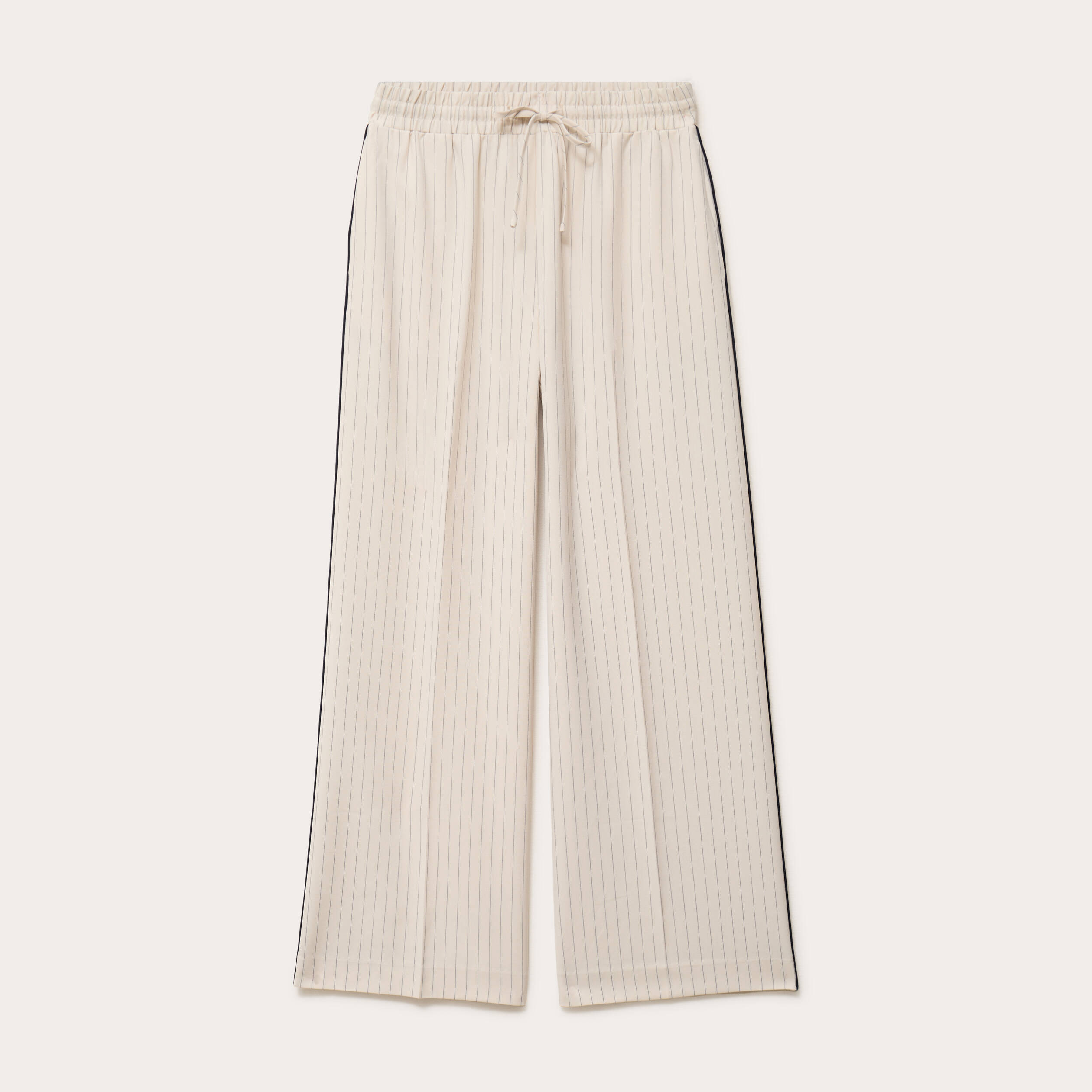 Pantalon large taille &eacute;lastiqu&eacute;e blanc femme