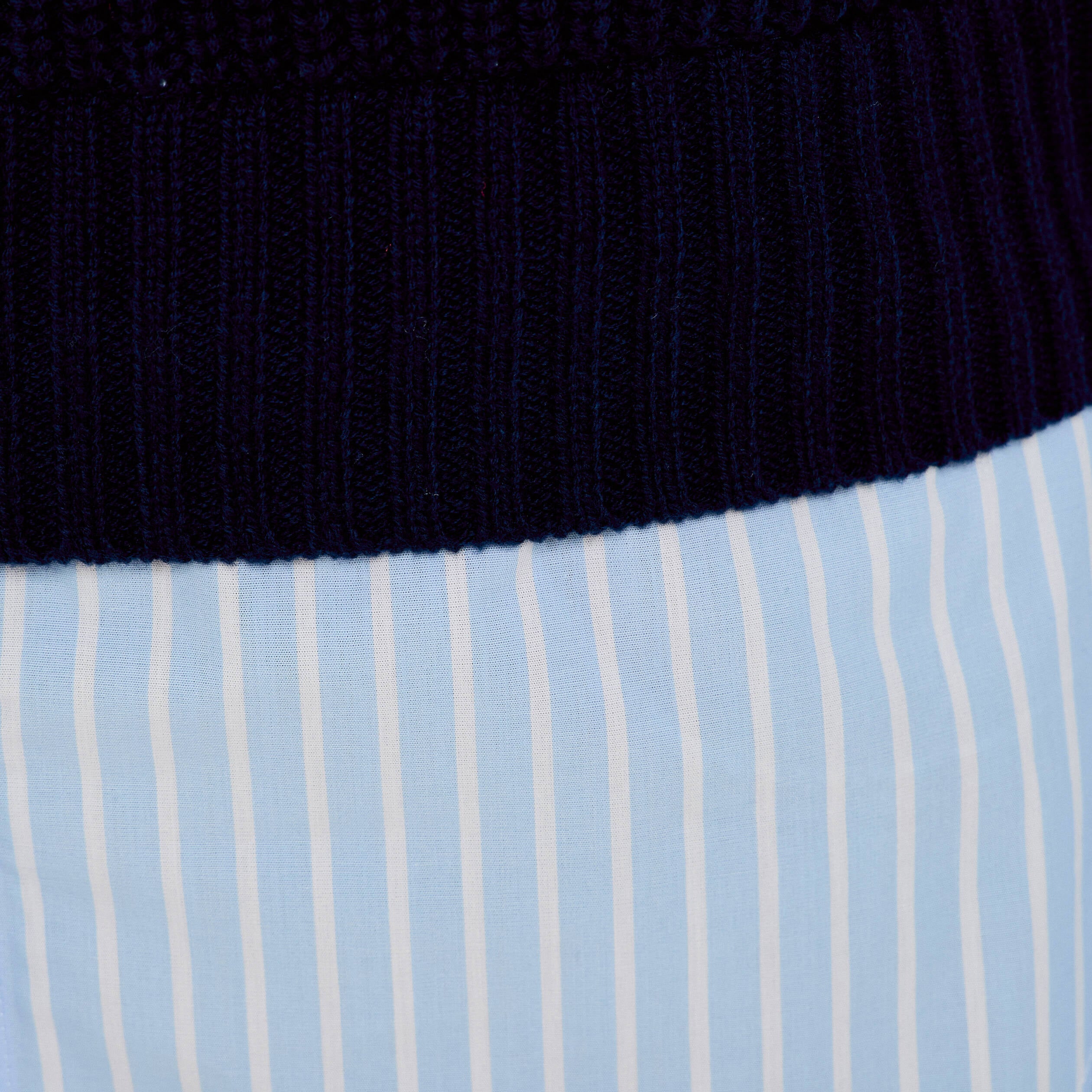 Pull chemise 2-en-1 bleu marine femme