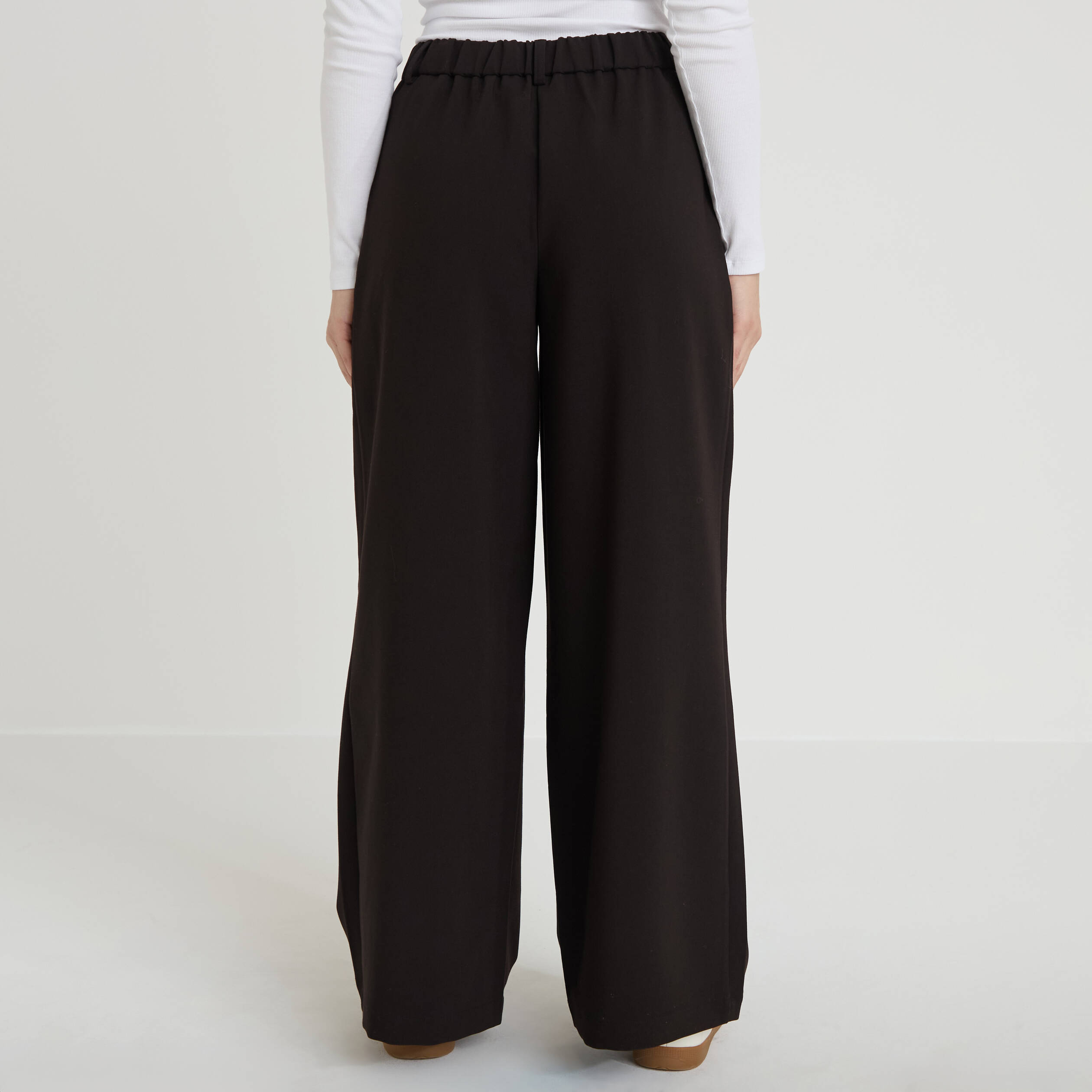Pantalon large fluide noir femme