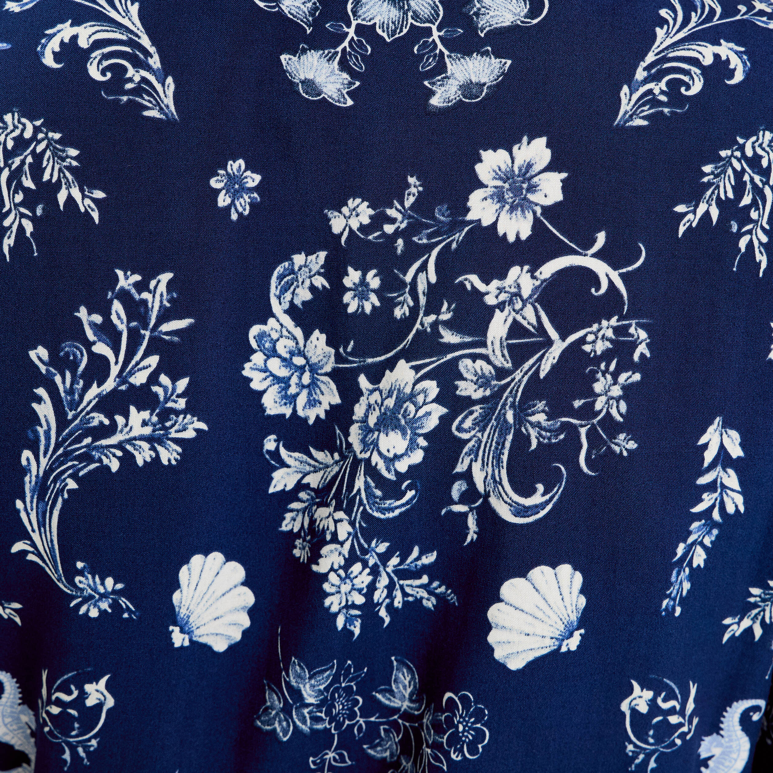 Robe longue col chemise bleu marine femme
