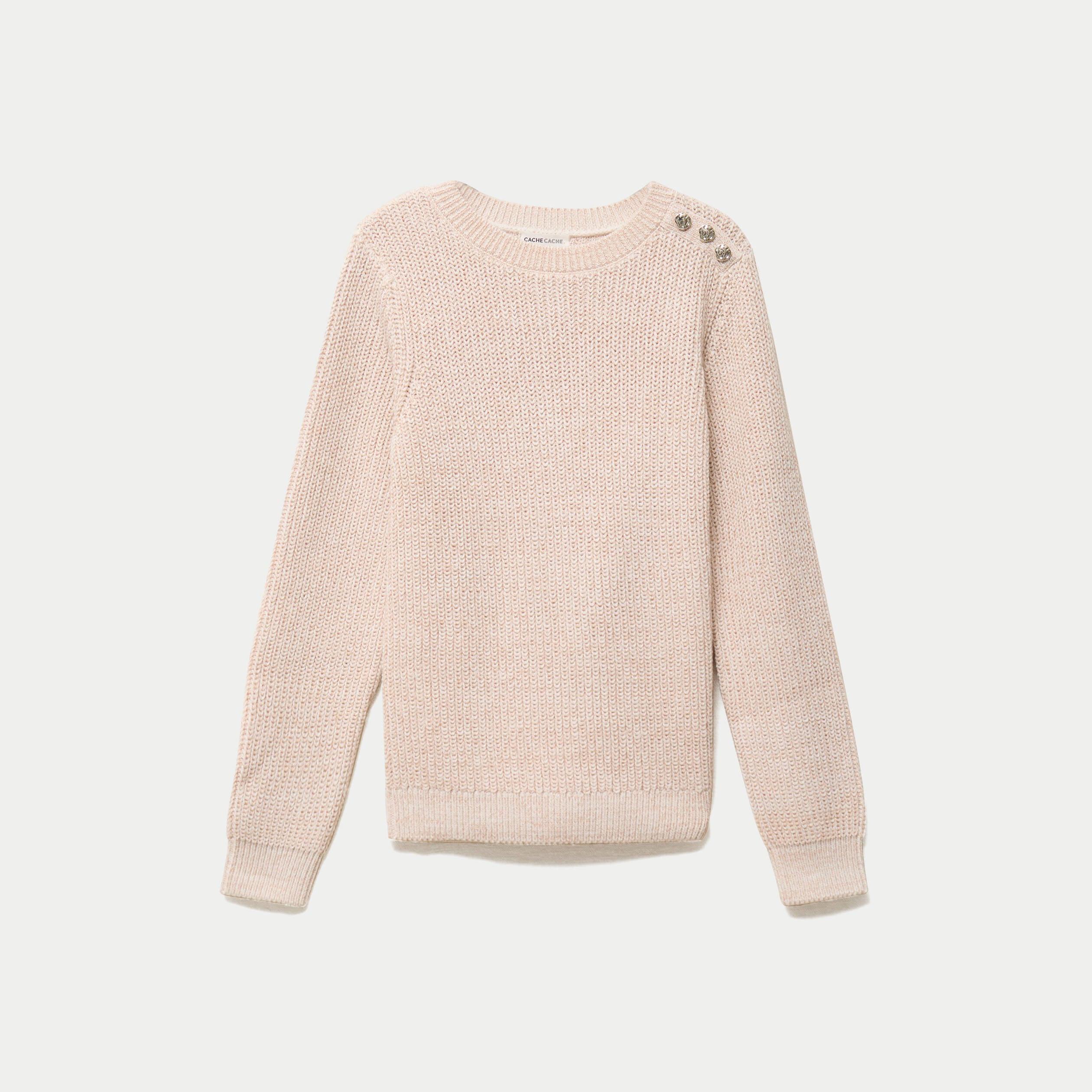 Pull manches longues brillant ivoire femme