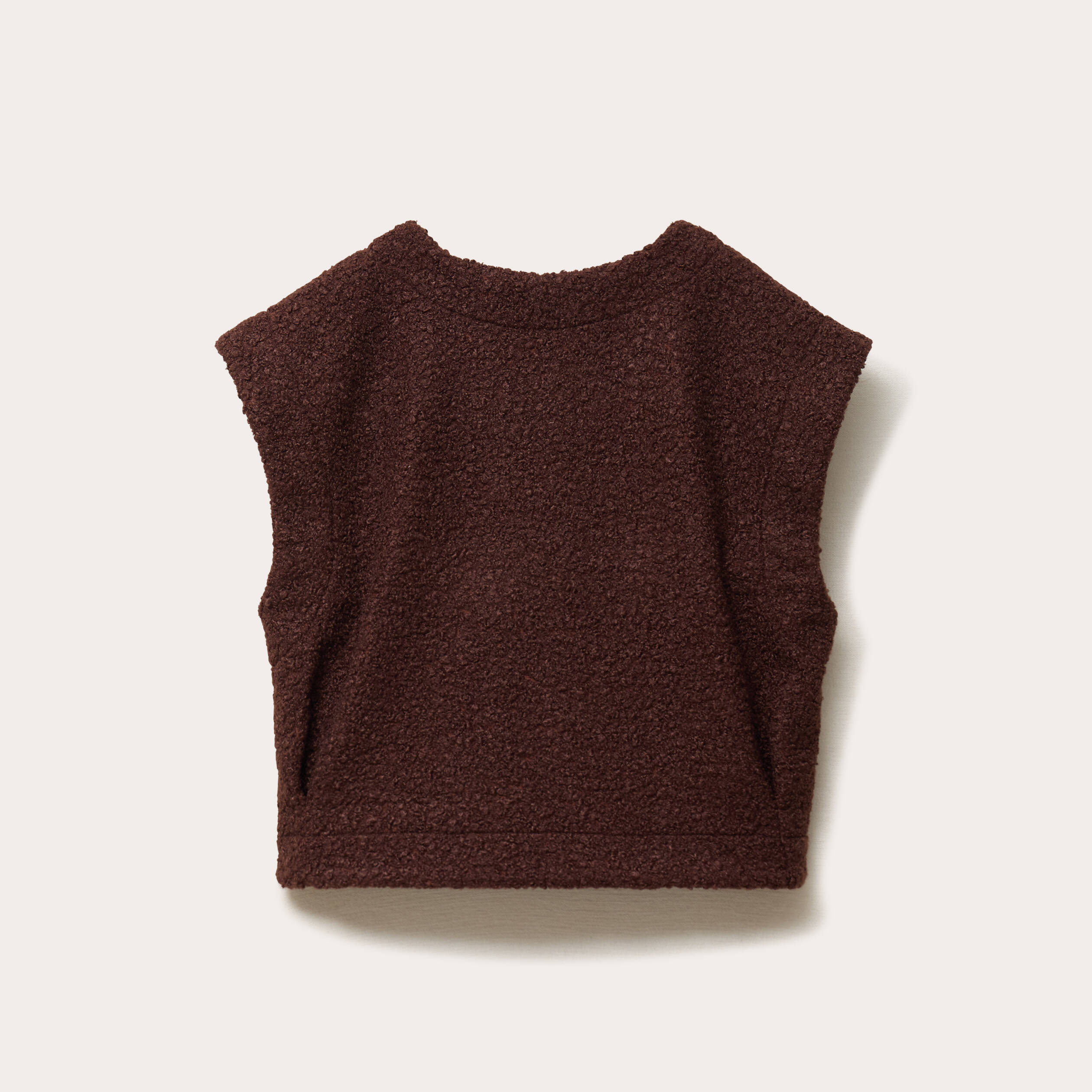 Gilet sans manches effet polaire marron fonc&eacute; femme