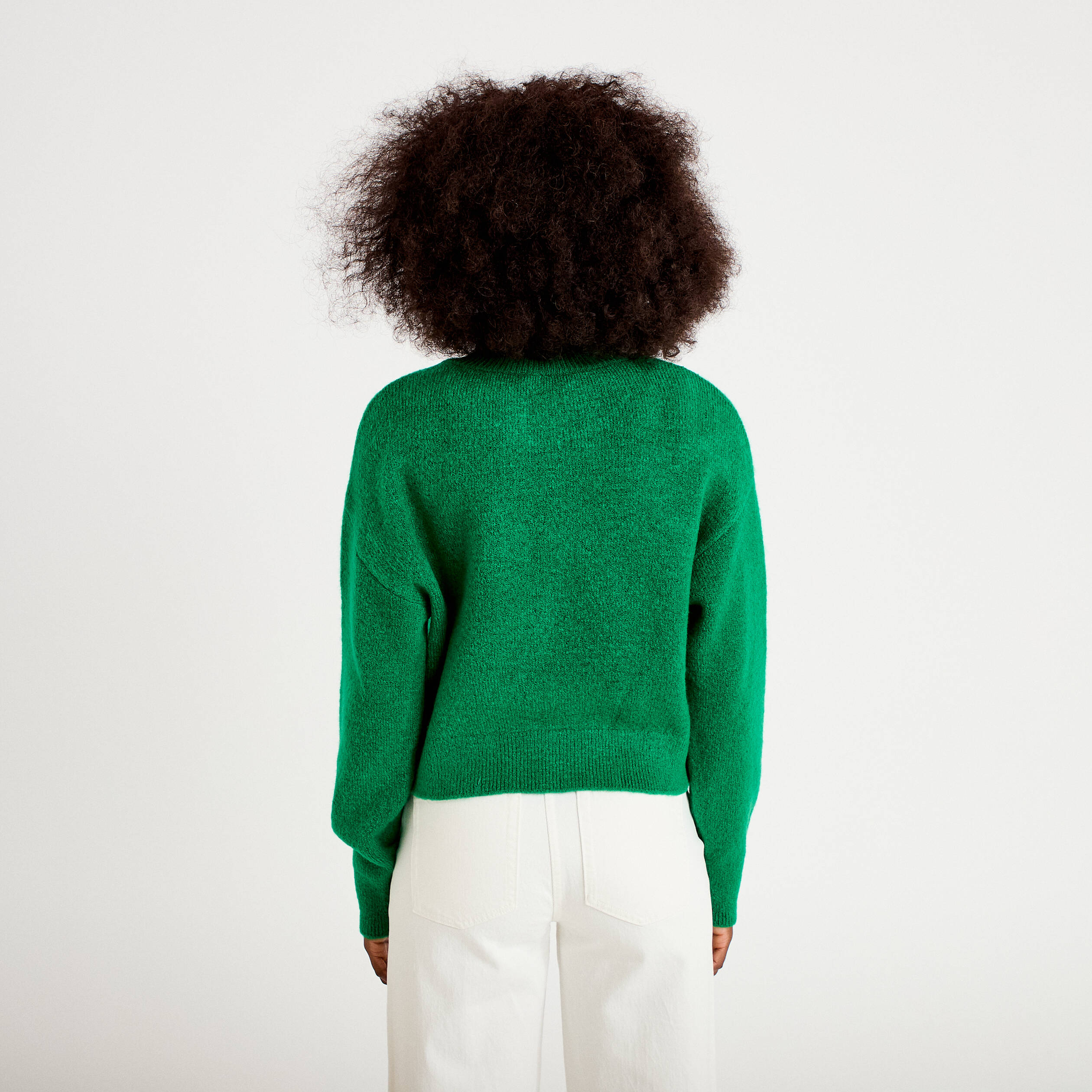 Gilet court nou&eacute; vert fonc&eacute; femme