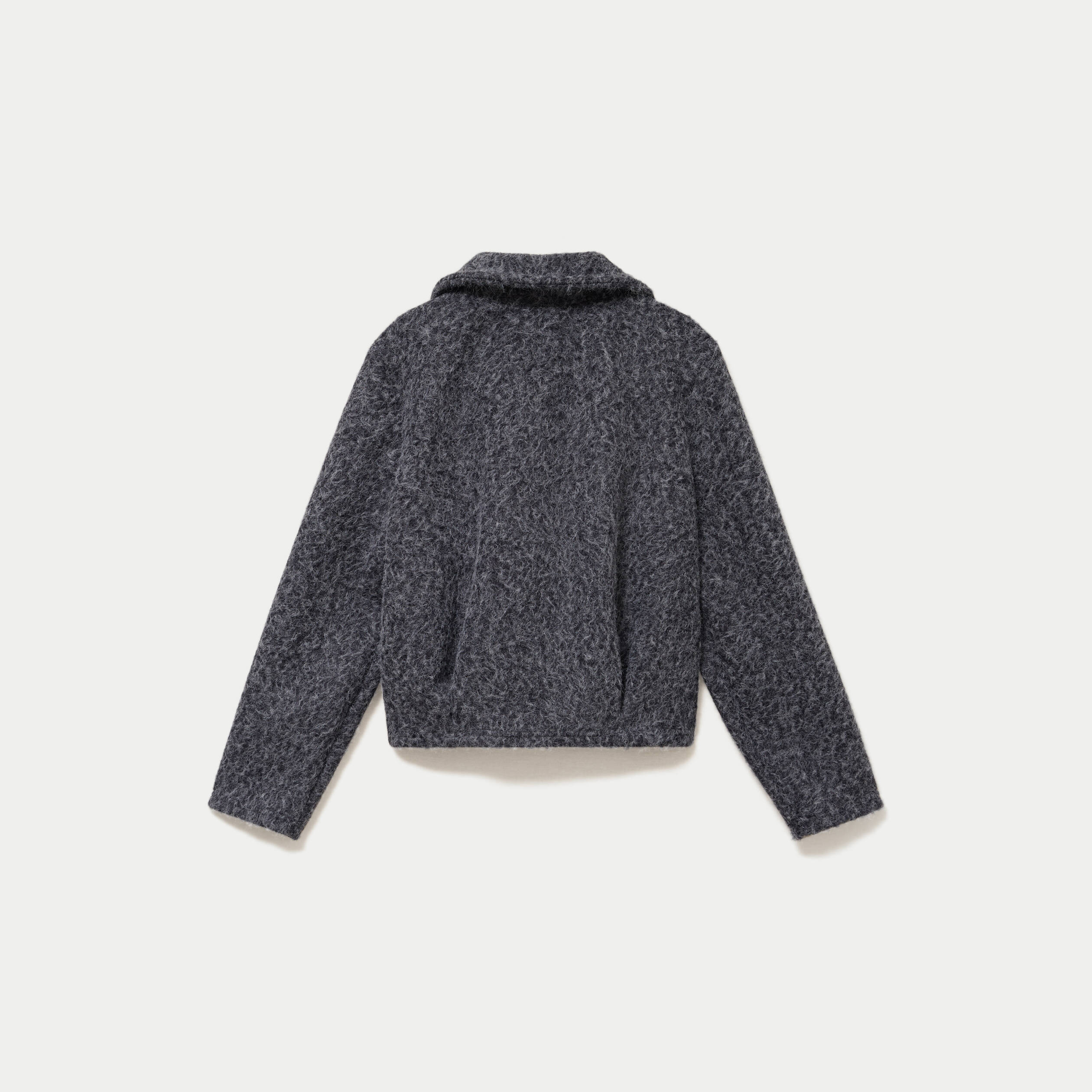 Veste manches longues col tailleur gris fonc&eacute; femme