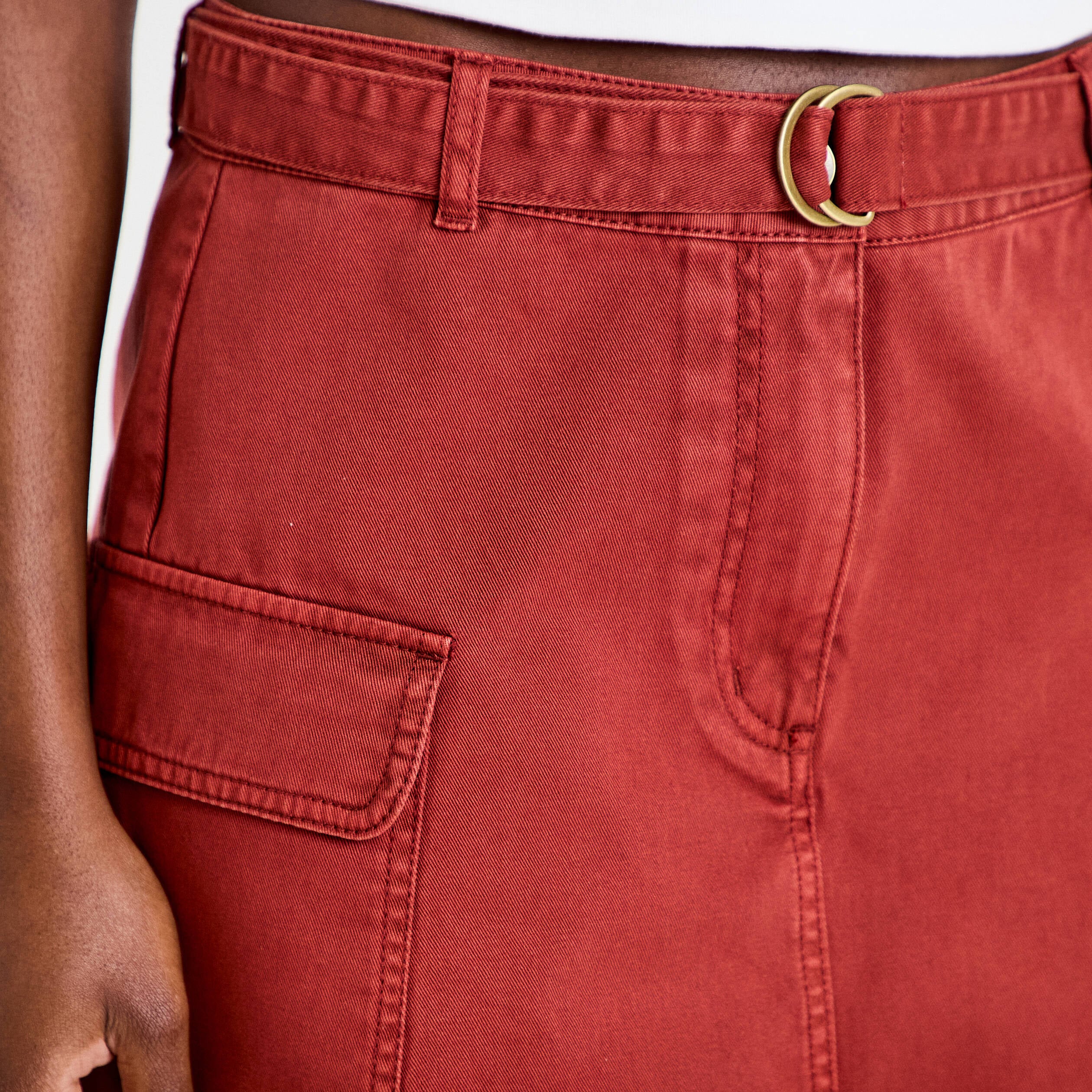 Jupe-short trap&egrave;ze courte vieux rose femme