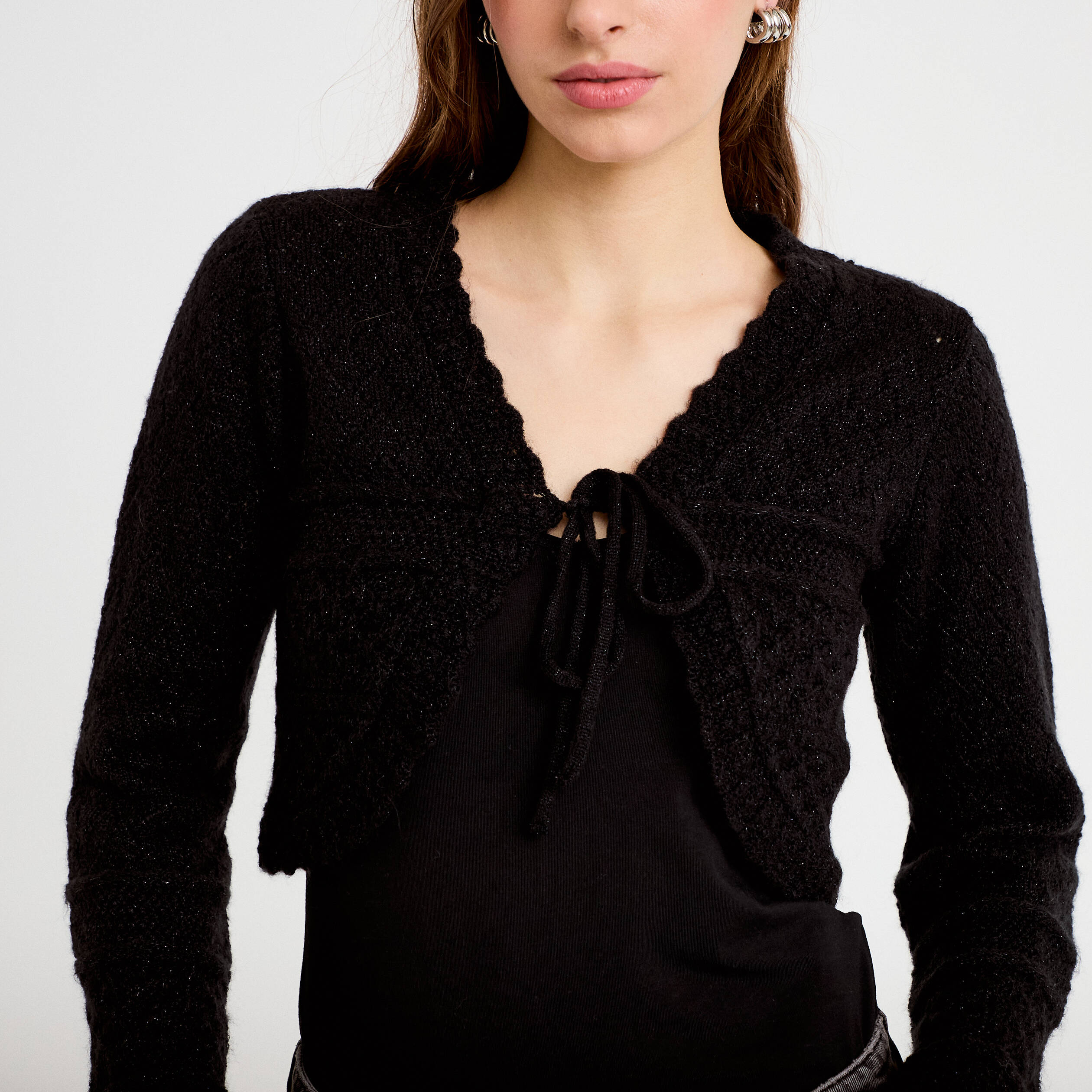 Gilet manches longues noir femme