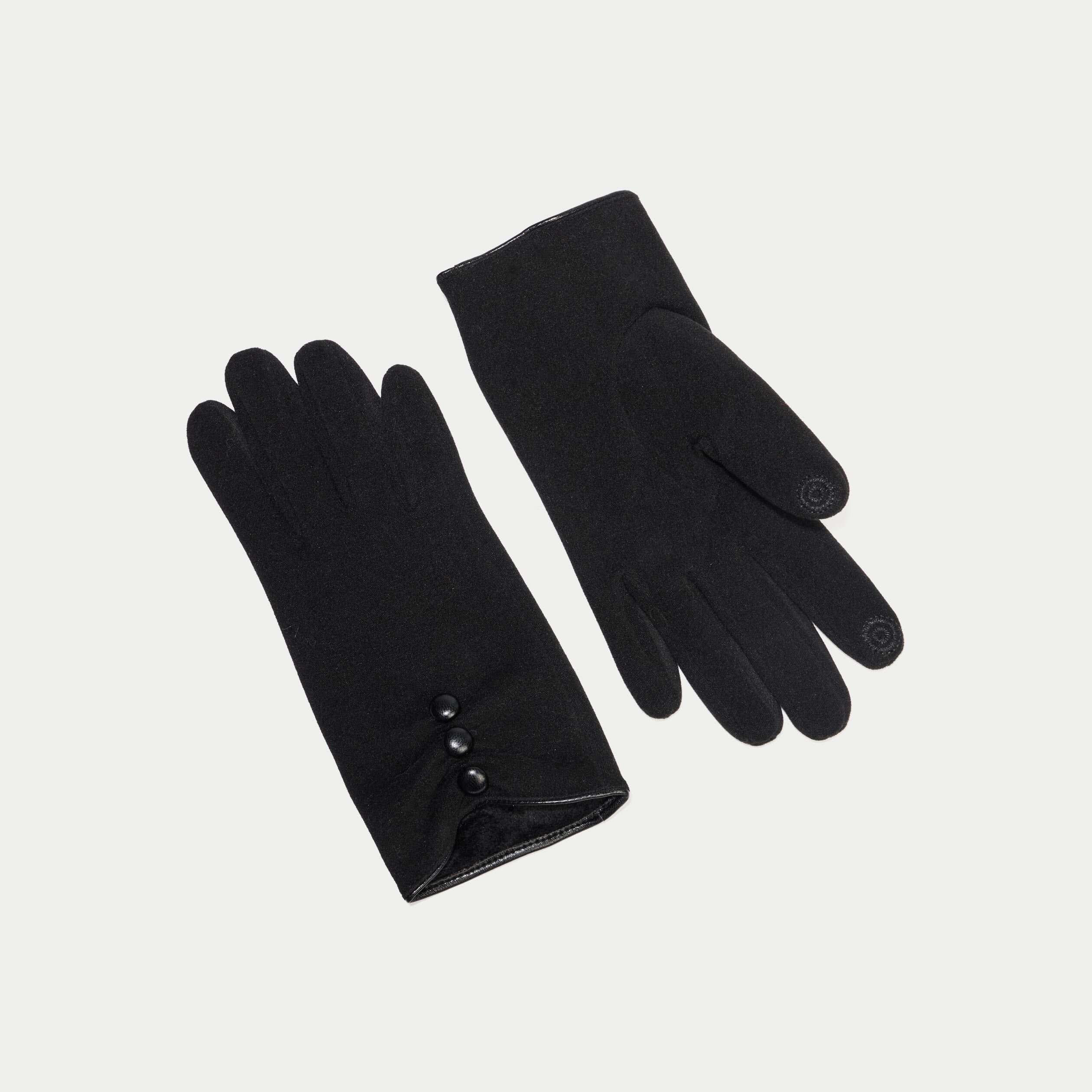 Gants avec boutons noir femme