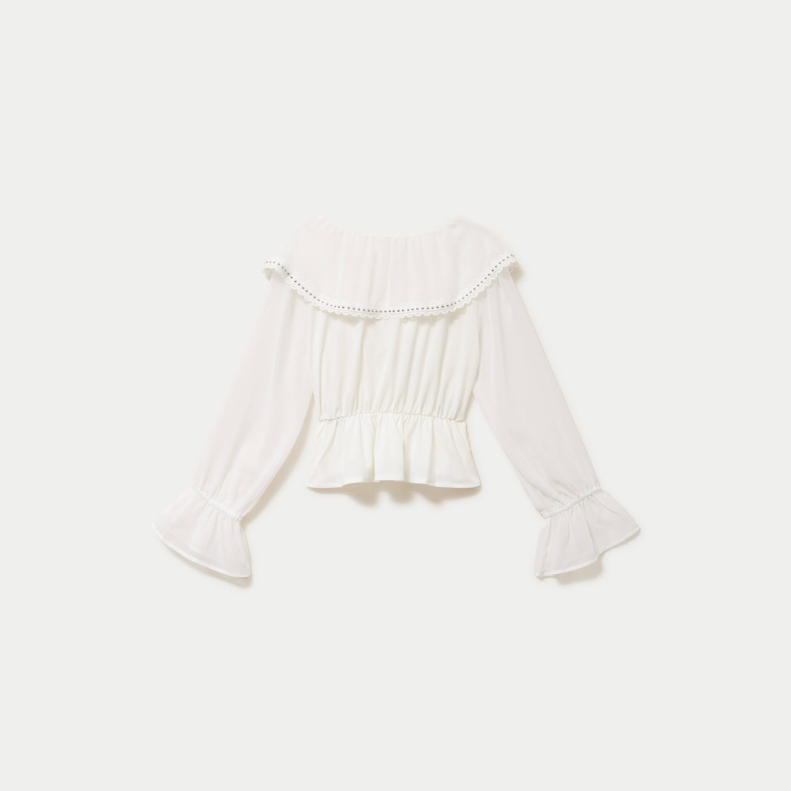 Blouse col claudine bas resserr&eacute; ecru femme