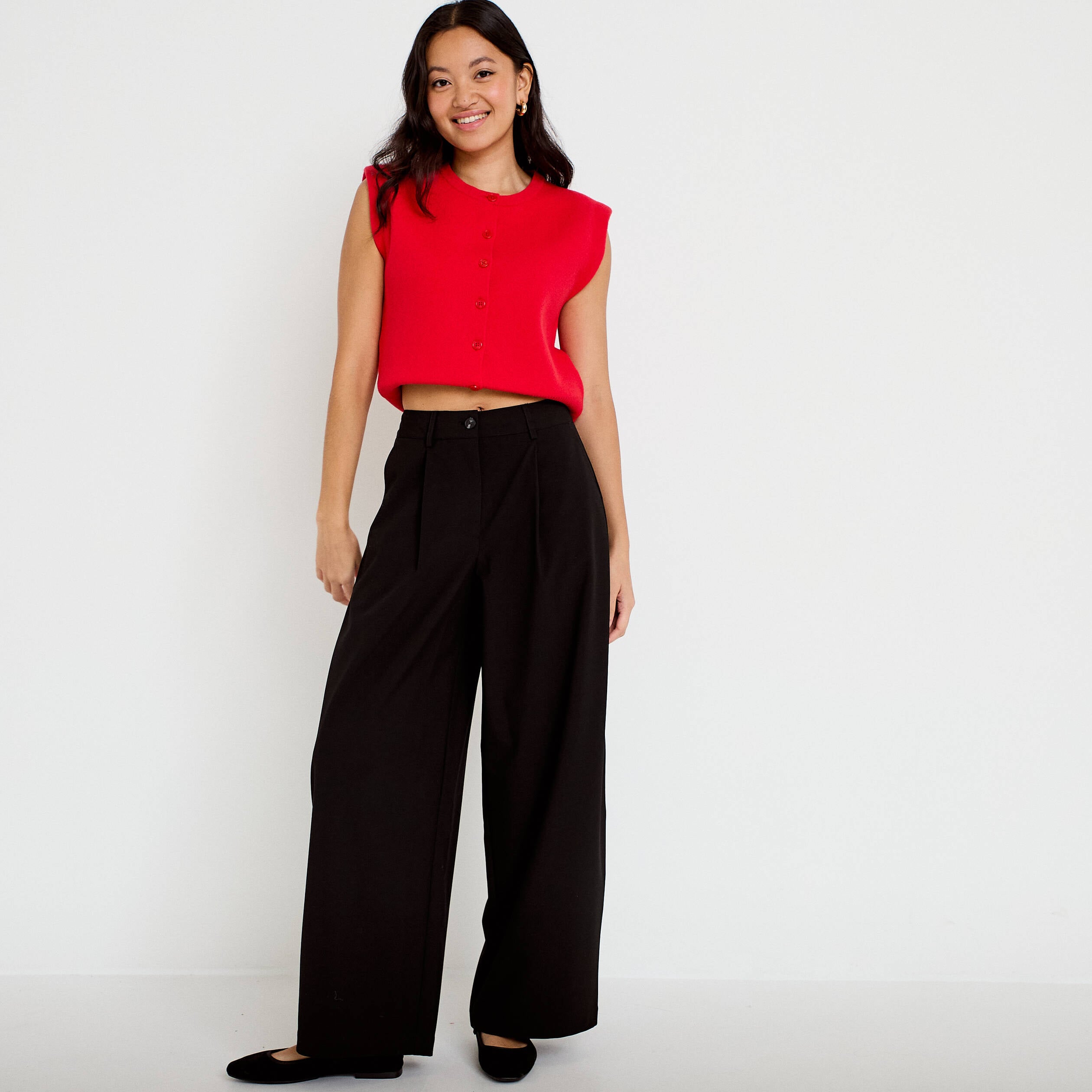 Pantalon barrel taille standard noir femme