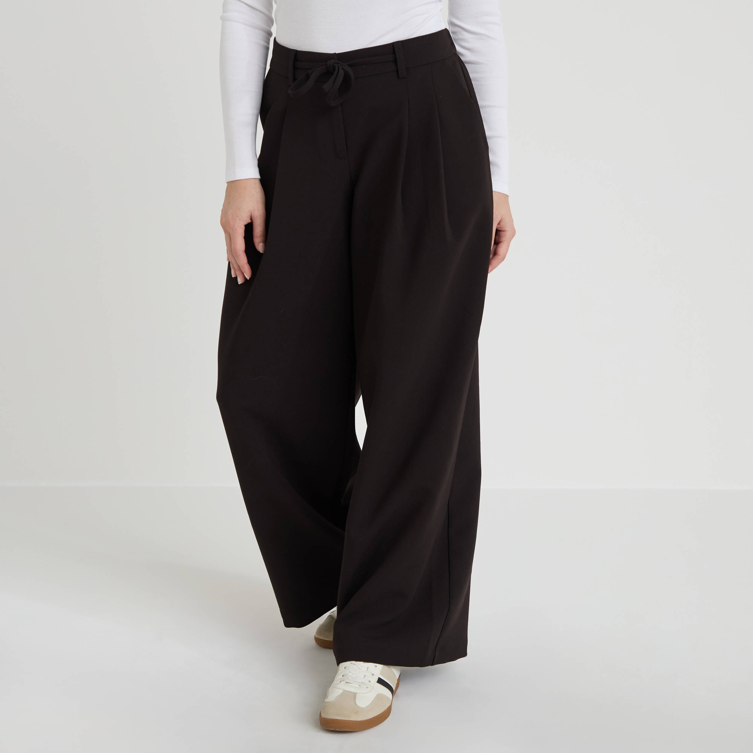 Pantalon large fluide noir femme