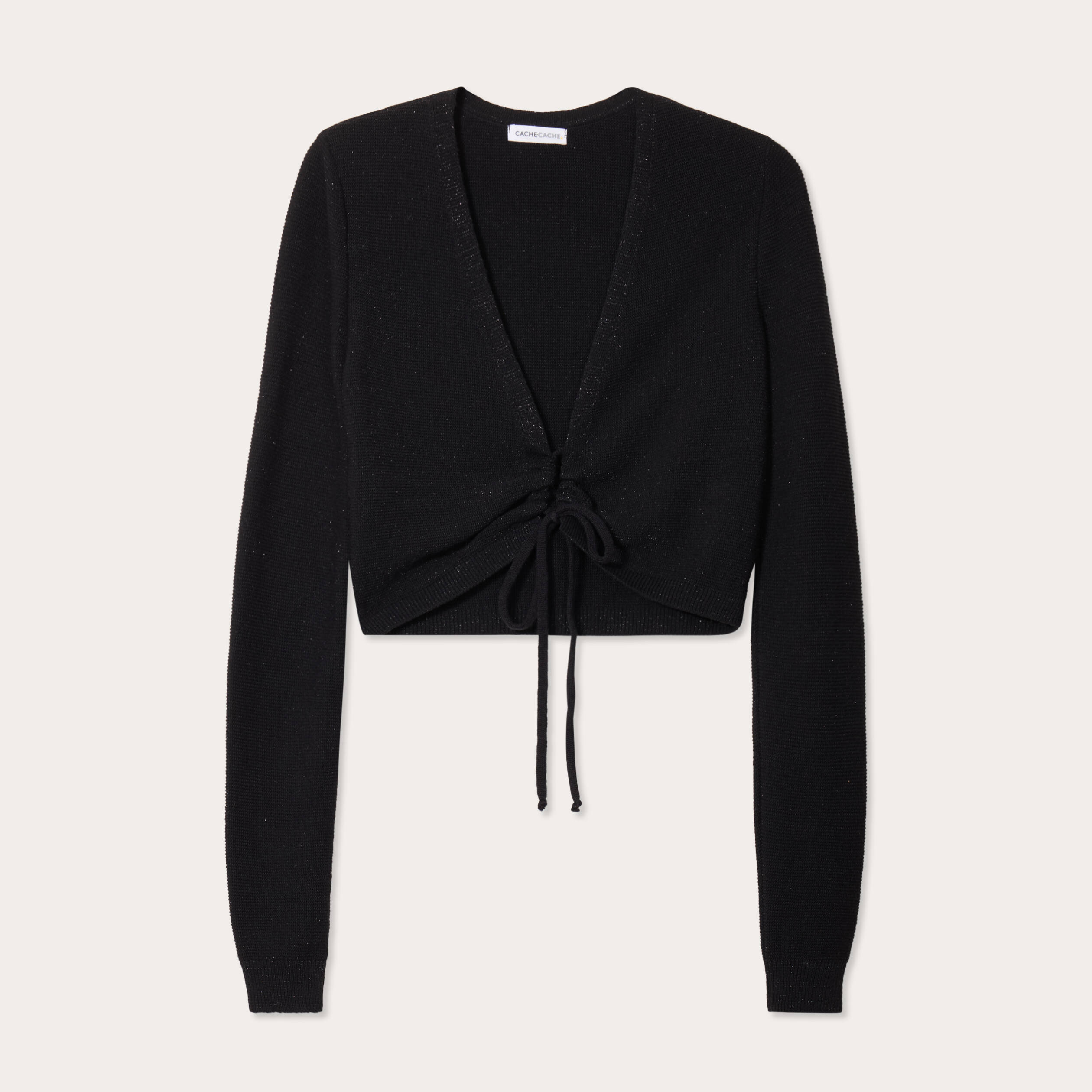 Pull cropped avec noeud noir femme