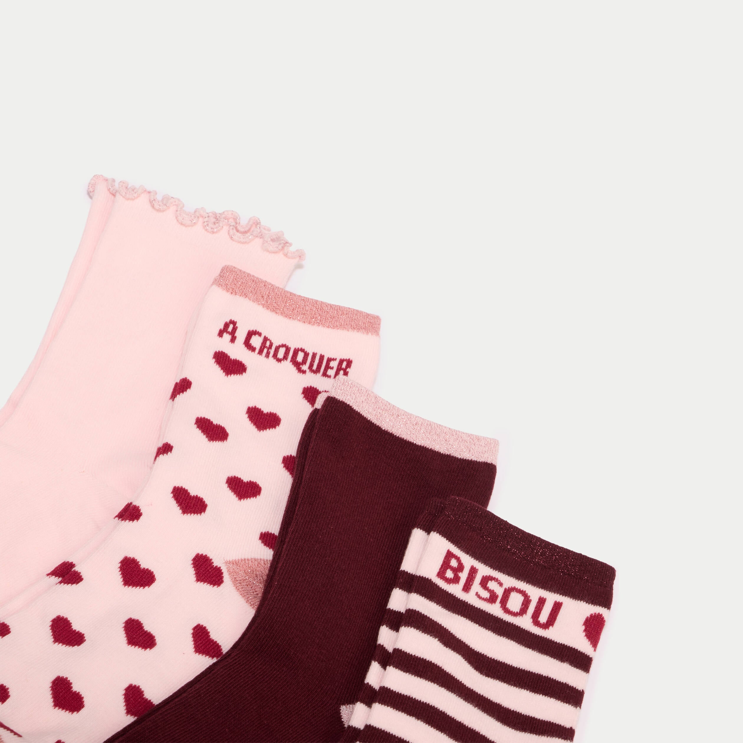 Bo&icirc;te cadeau 4 paires chaussettes rose clair femme