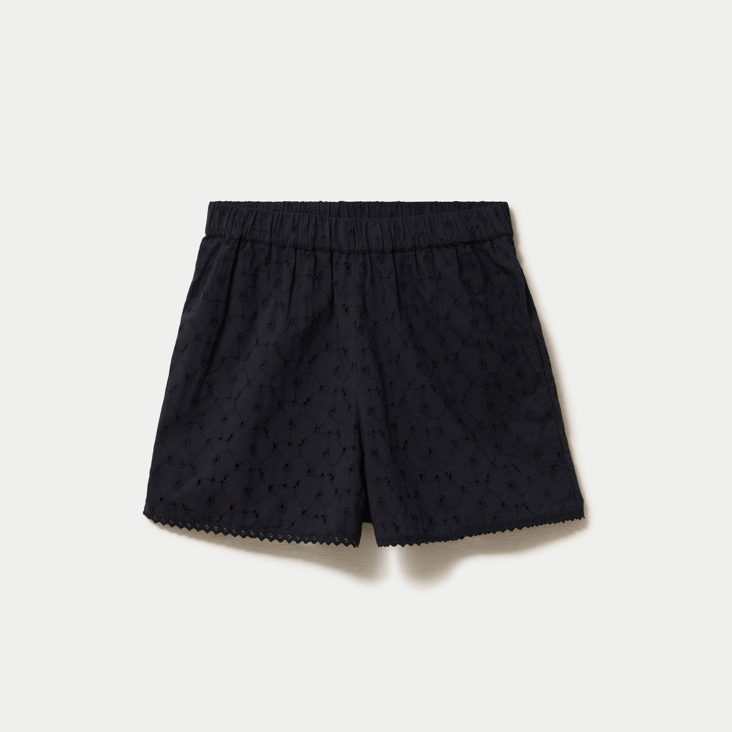 Short avec broderie noir femme