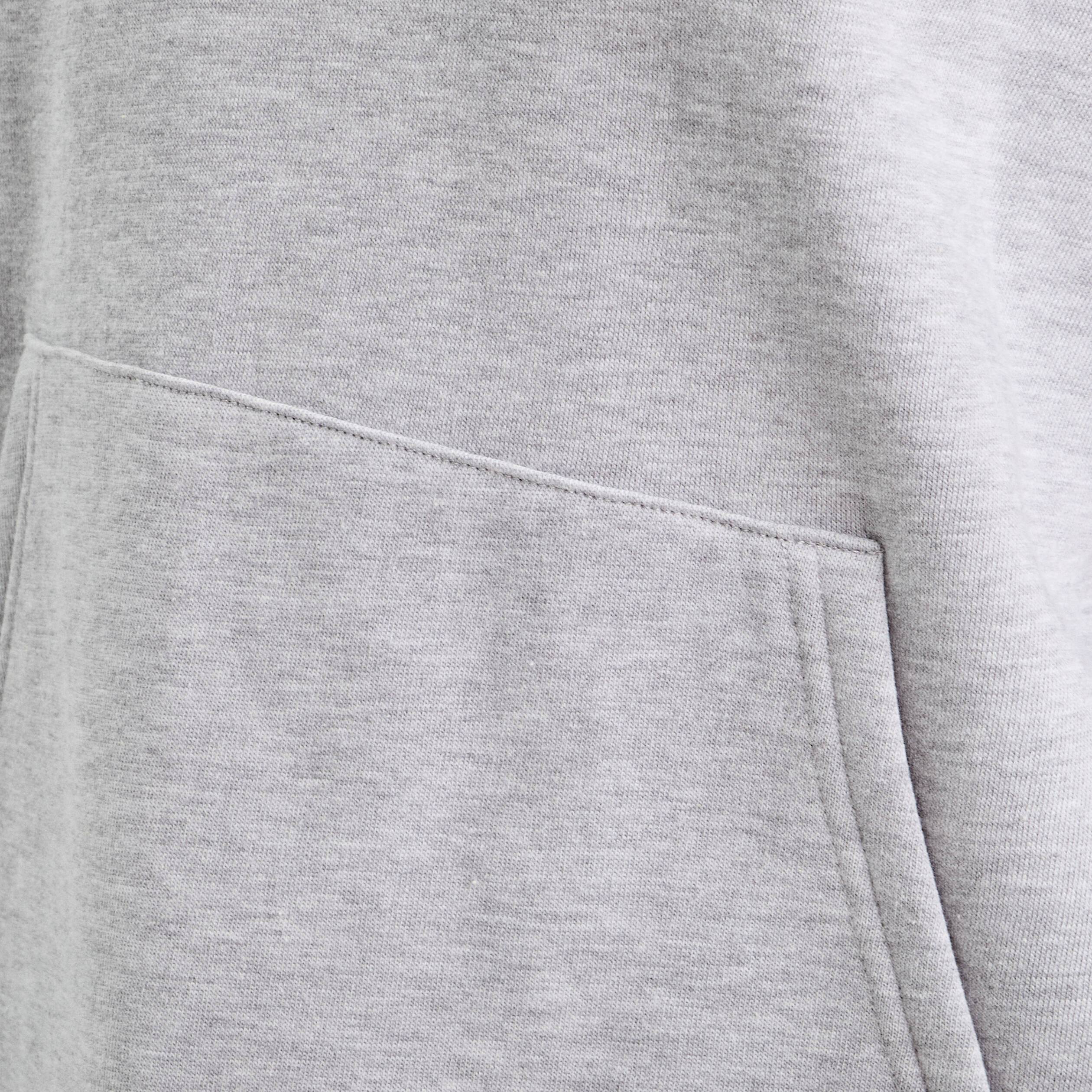 Sweat droit long &agrave; capuche gris clair femme