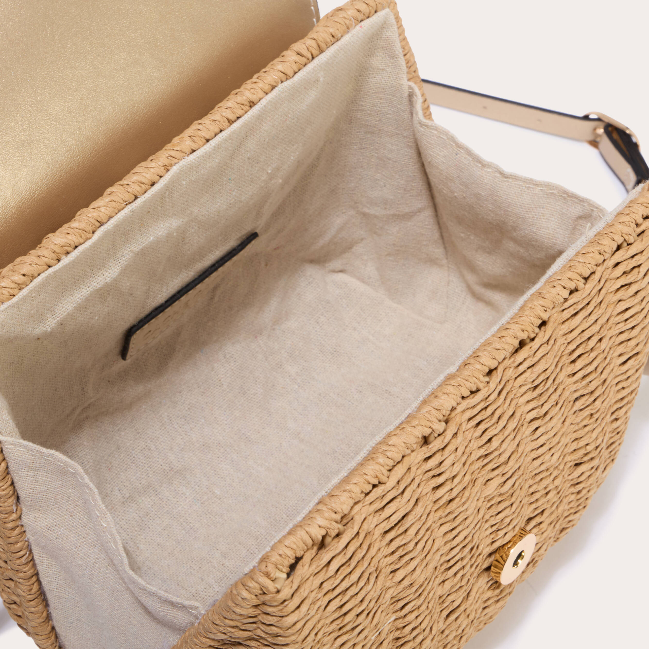 Sac bo&icirc;te paille couleur or femme