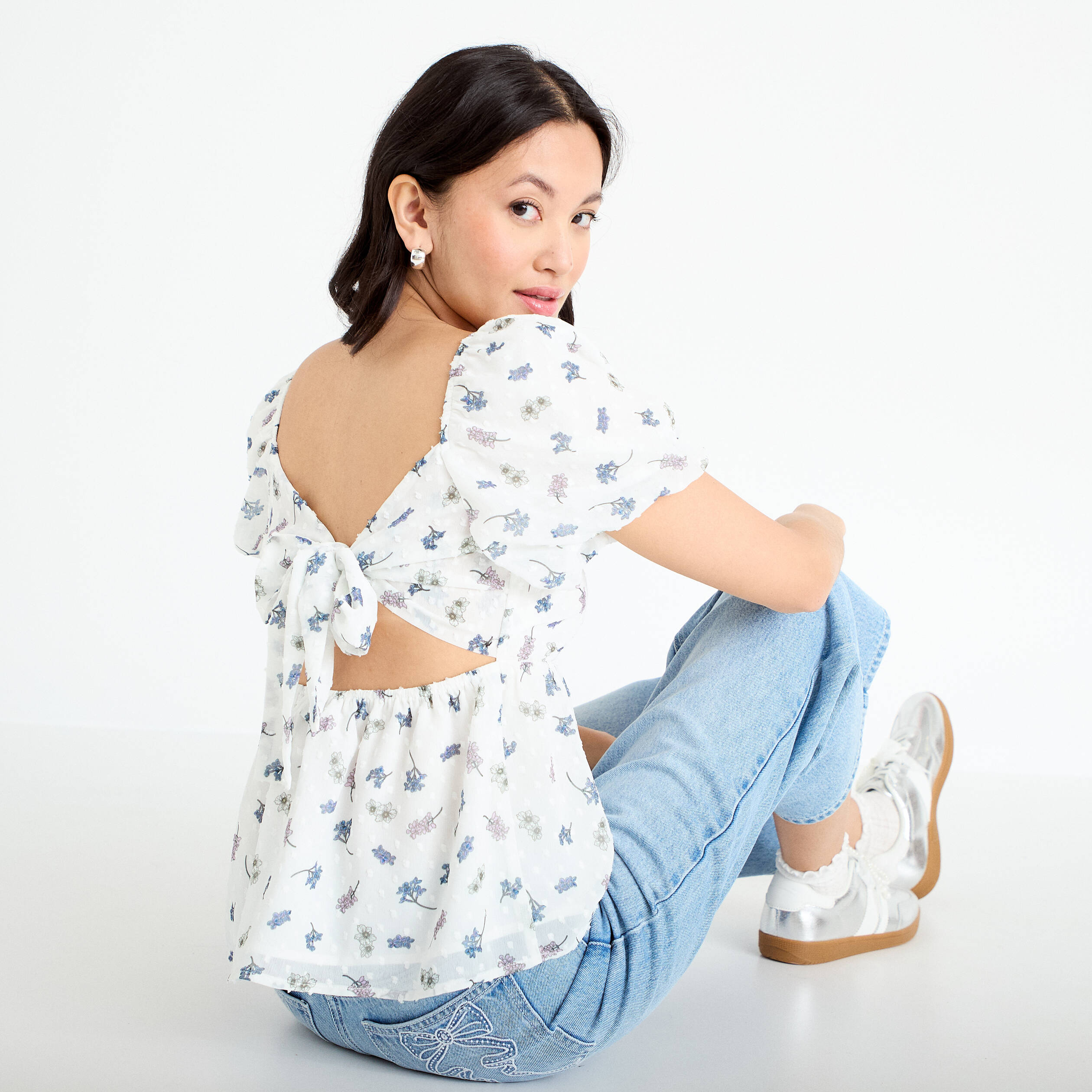 Blouse noeud dos Bridgerton blanc femme