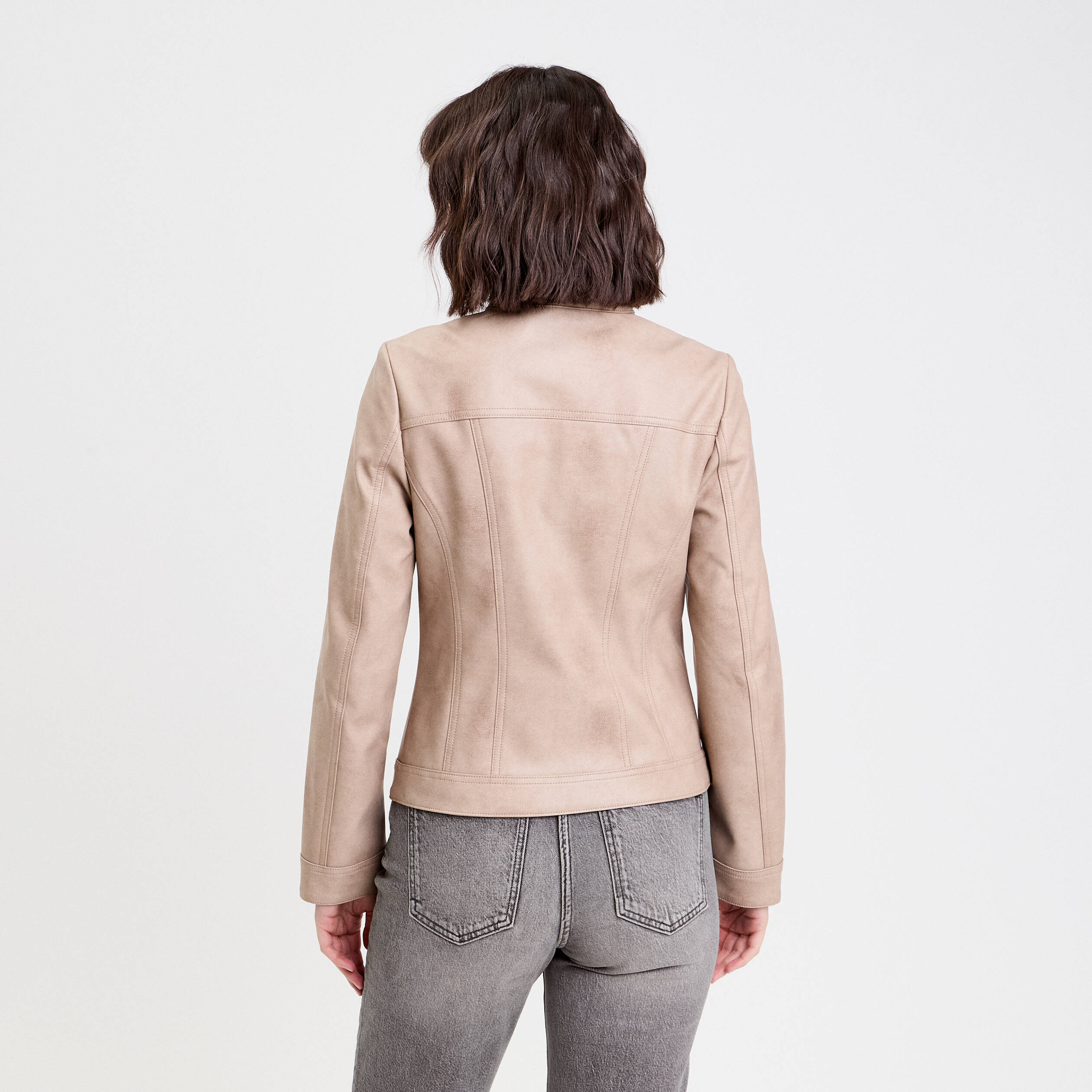 Veste droite zipp&eacute;e sable femme