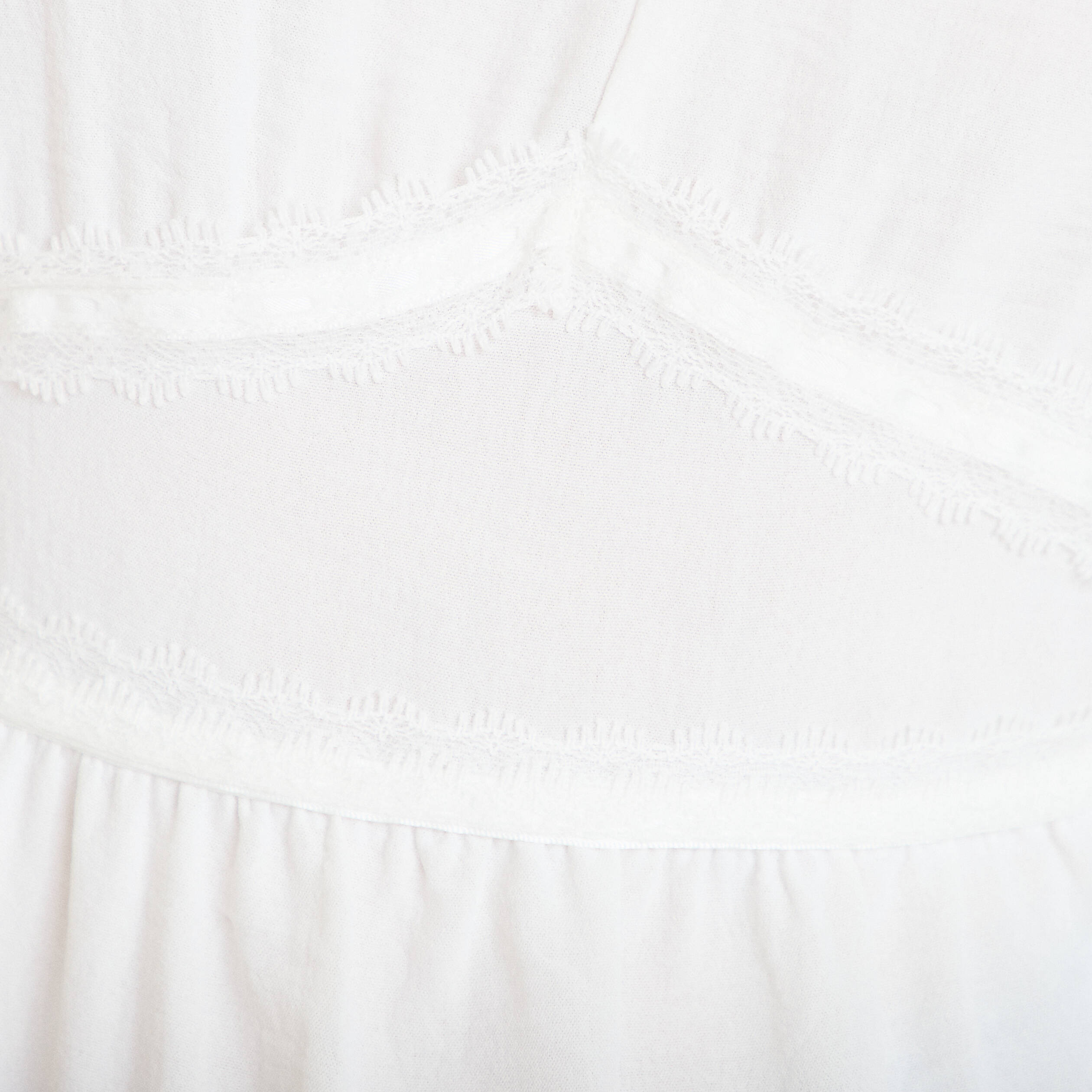Blouse droite col v manches courtes ecru femme