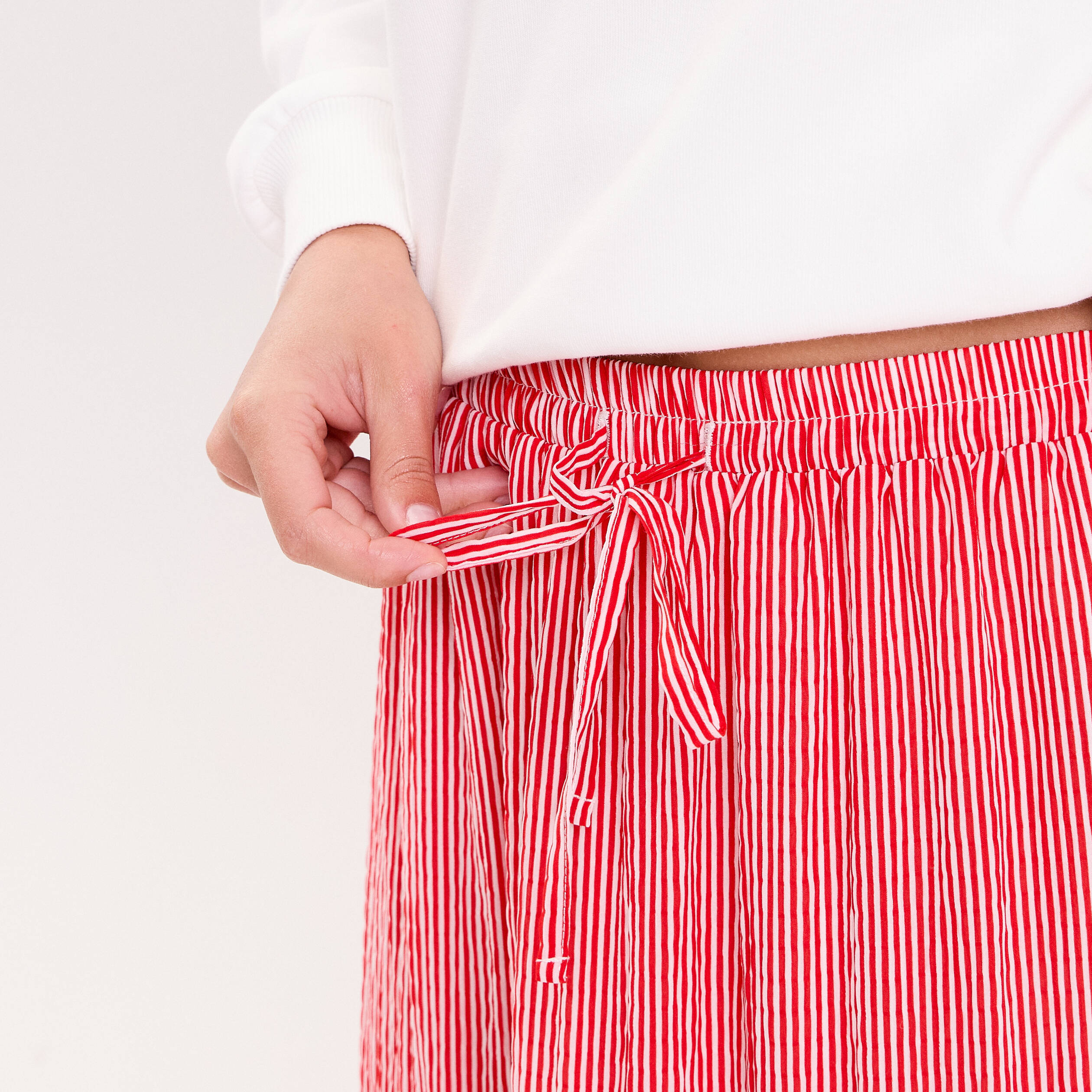Jupe longue trap&egrave;ze rouge vif femme