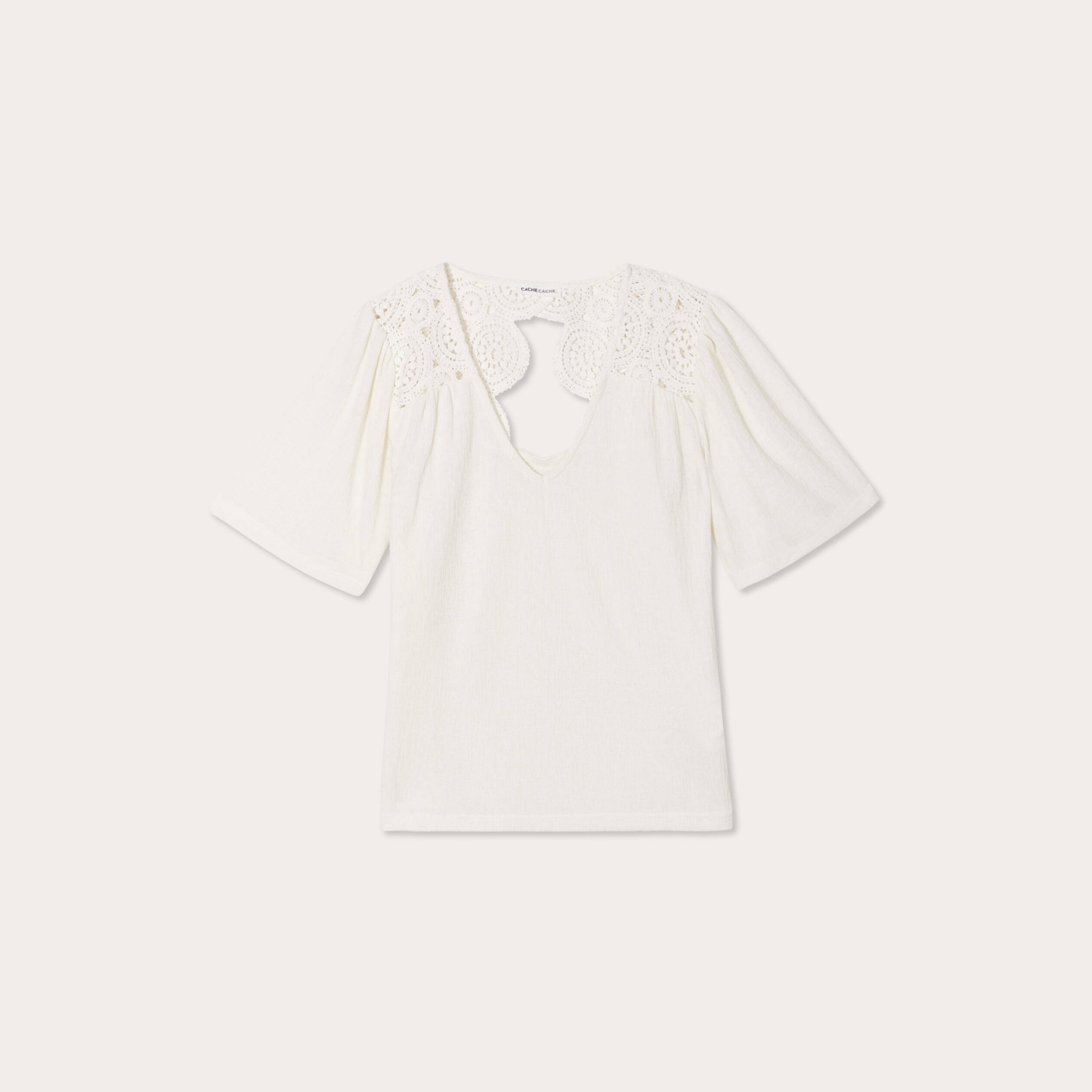 T-shirt manches courtes ecru femme