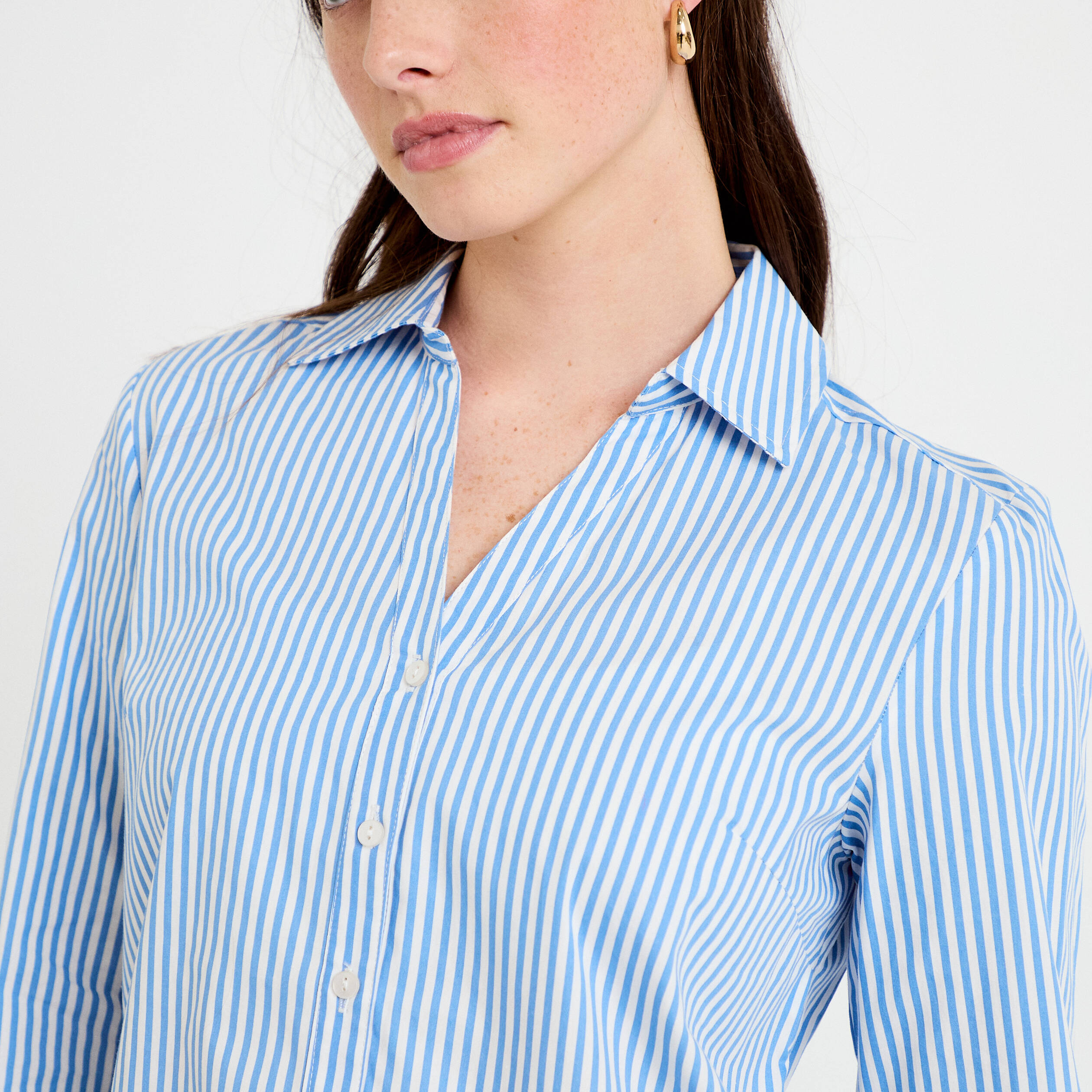 Chemise col classique bleu femme