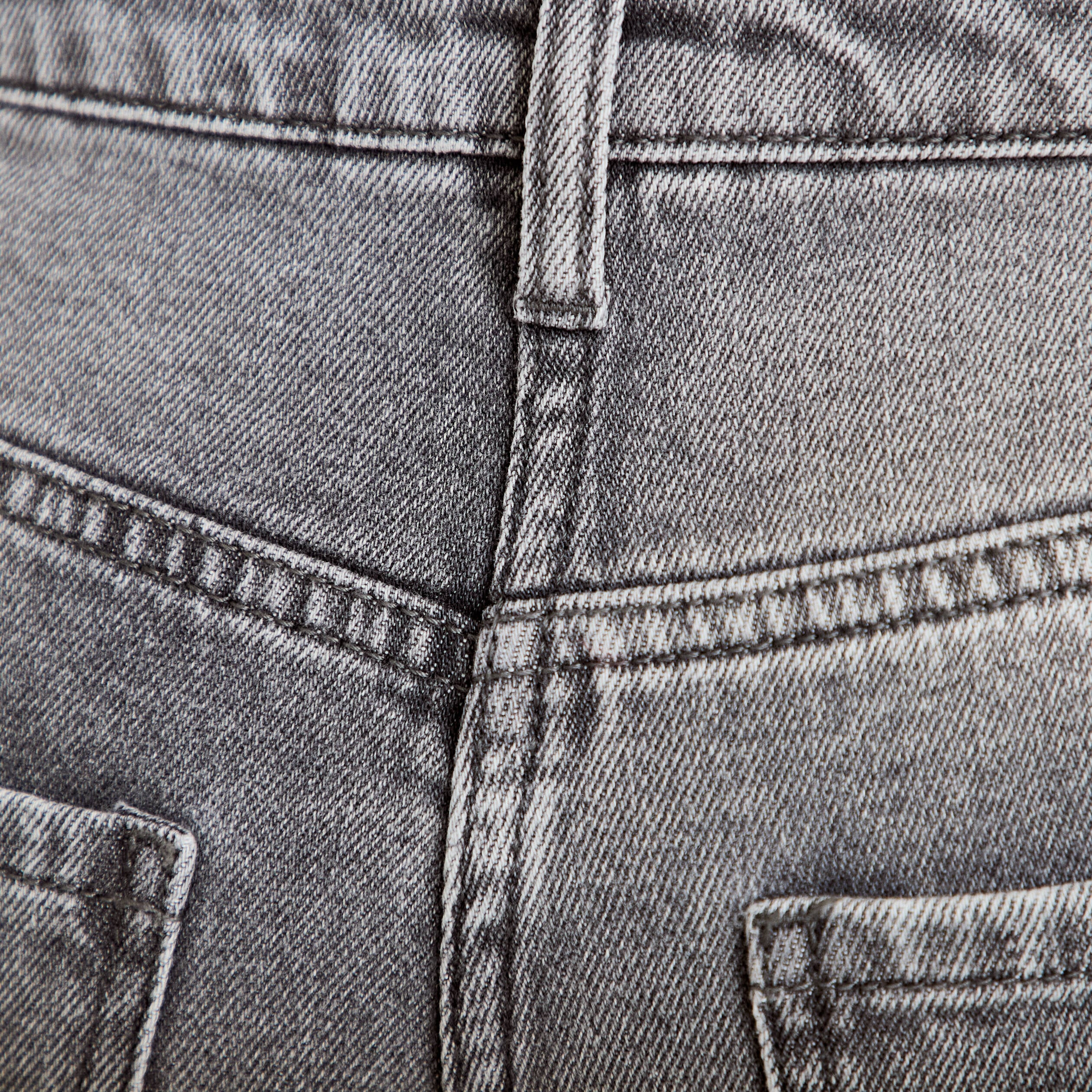 Jean barrel cropped taille standard denim gris femme