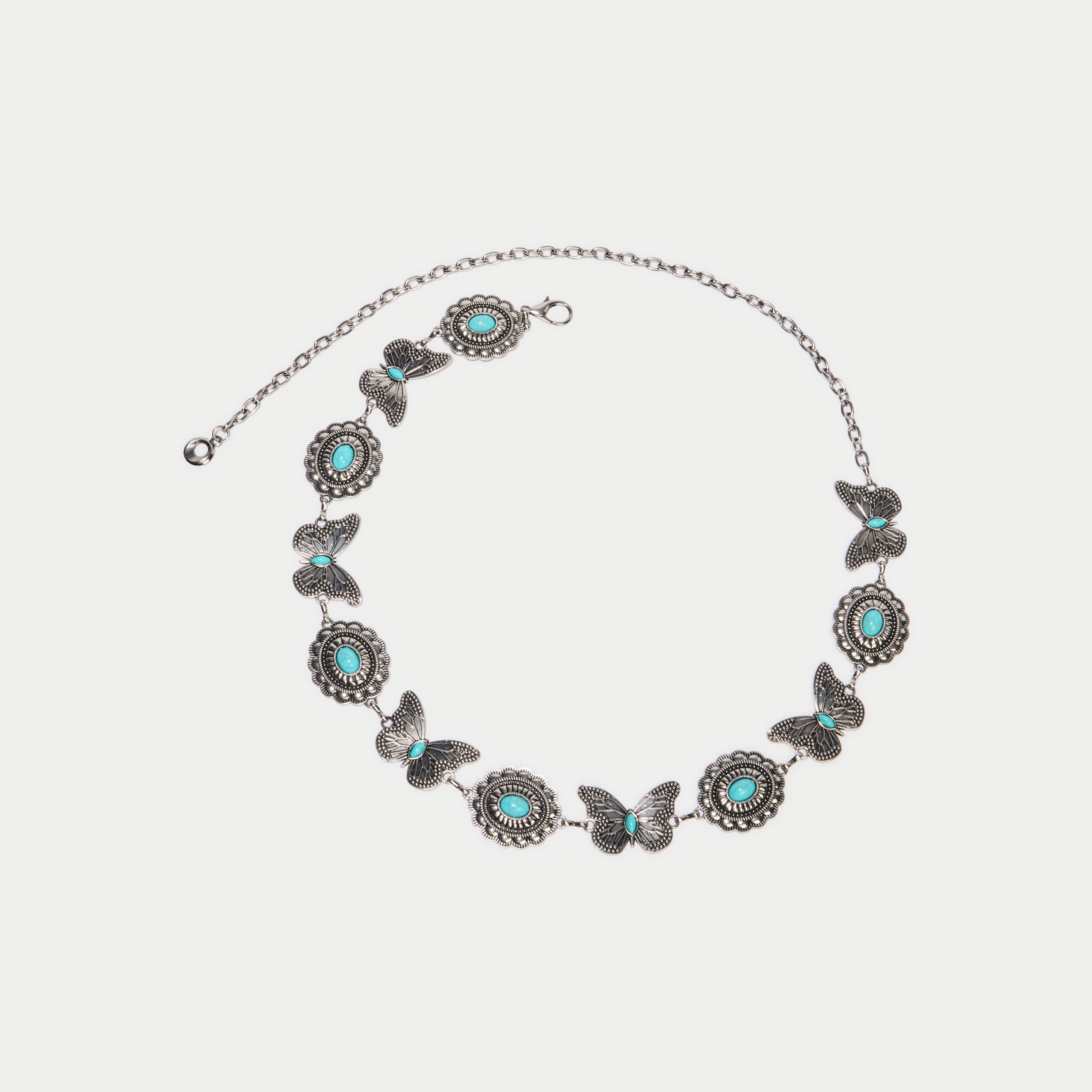 Ceinture fine avec cha&icirc;ne gris argent femme