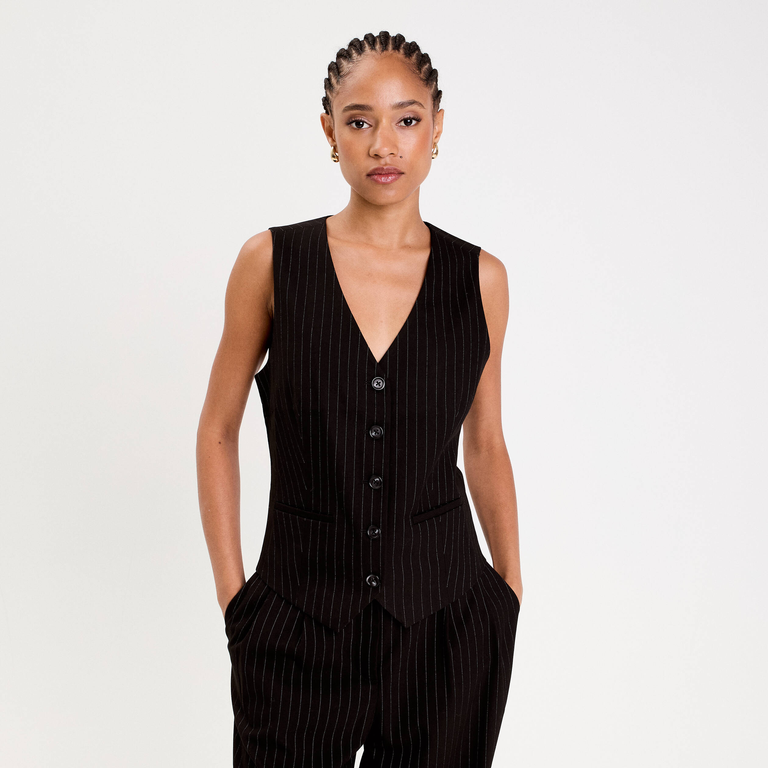 Gilet col V noir femme