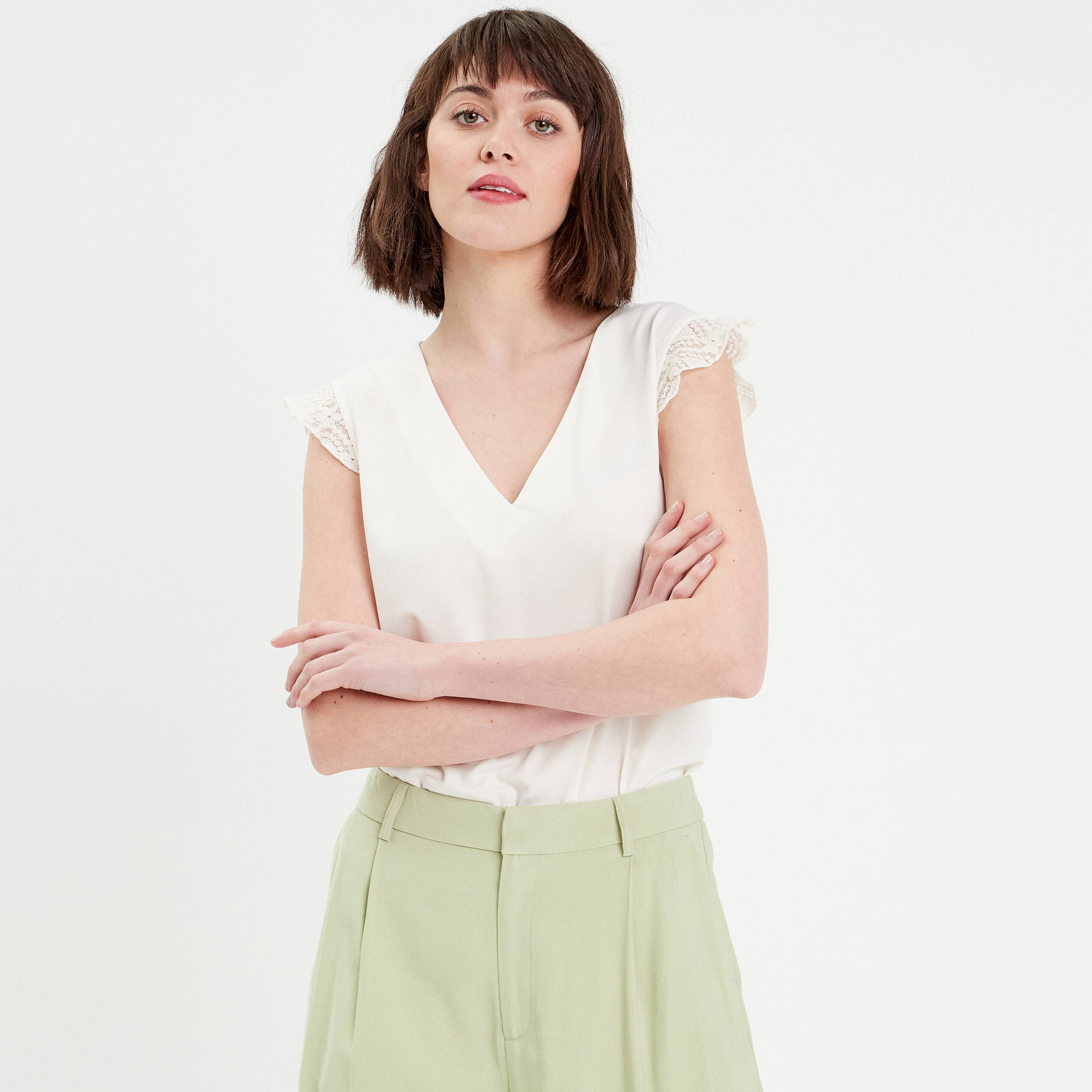 Ensemble Pull Et Débardeur Caroll En Lin - Couleur écru Clair - Taille XS (36/38) - Neuf Sans étiquettes