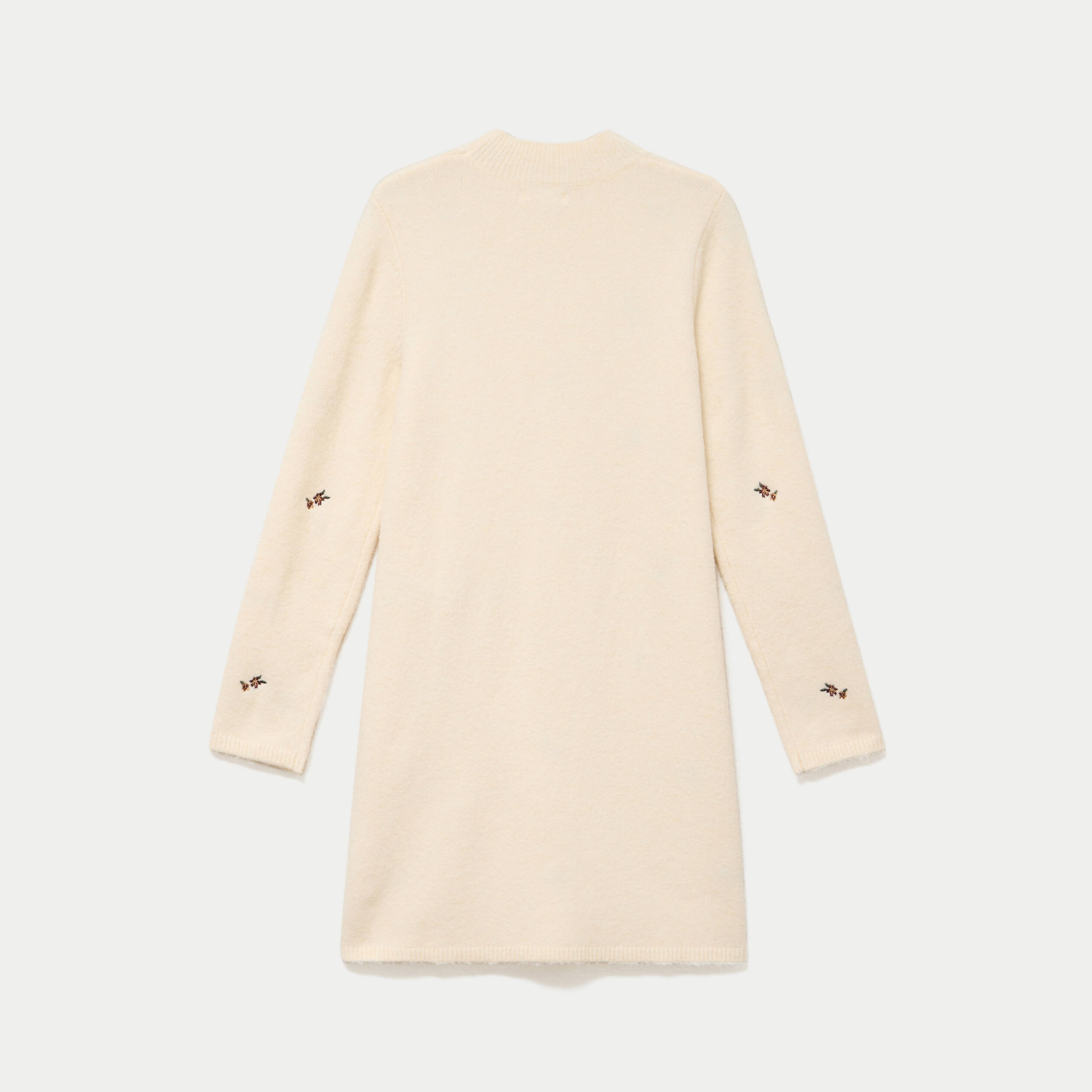 Robe pull droite manches longues sable femme