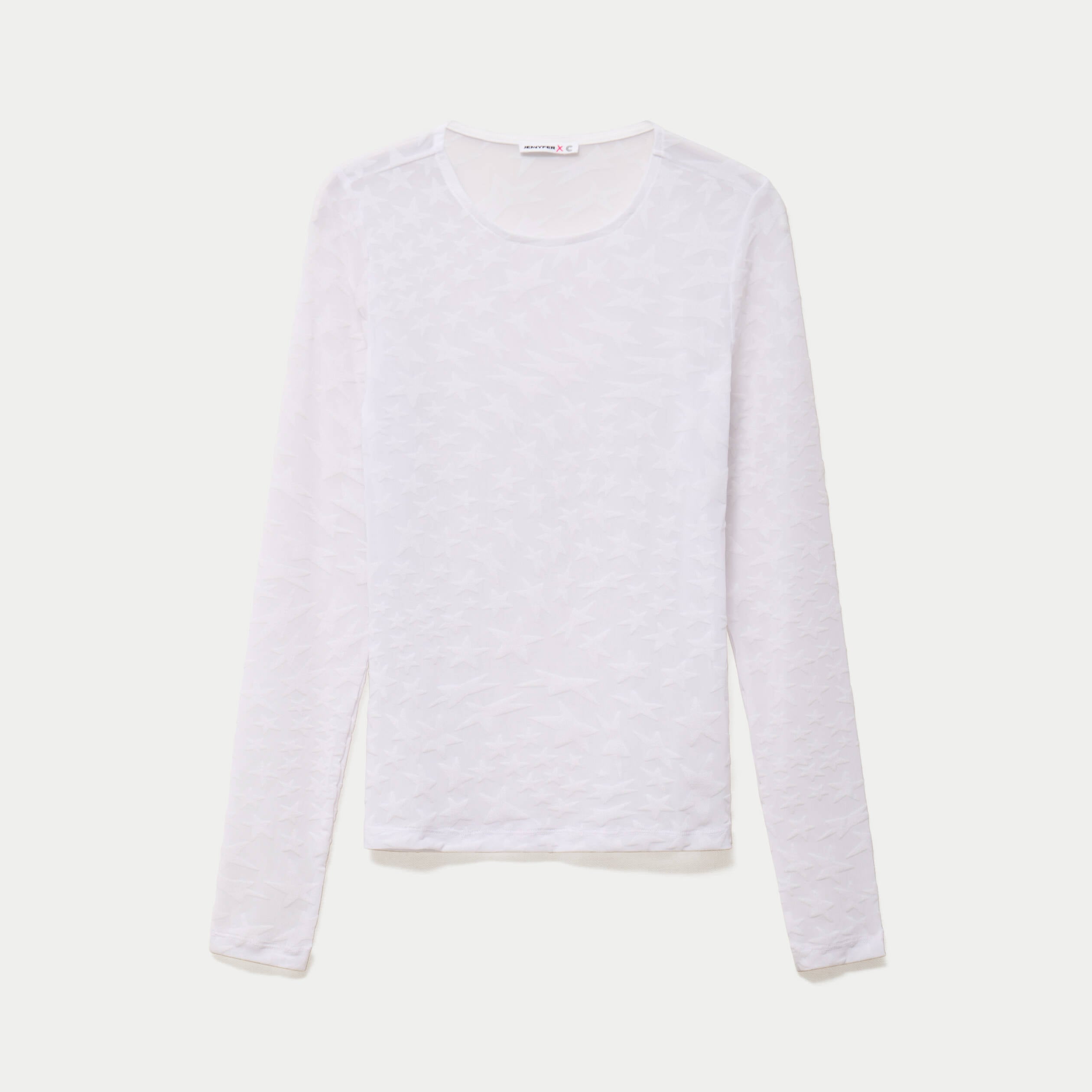 T-shirt ajust&eacute; manches longues blanc femme