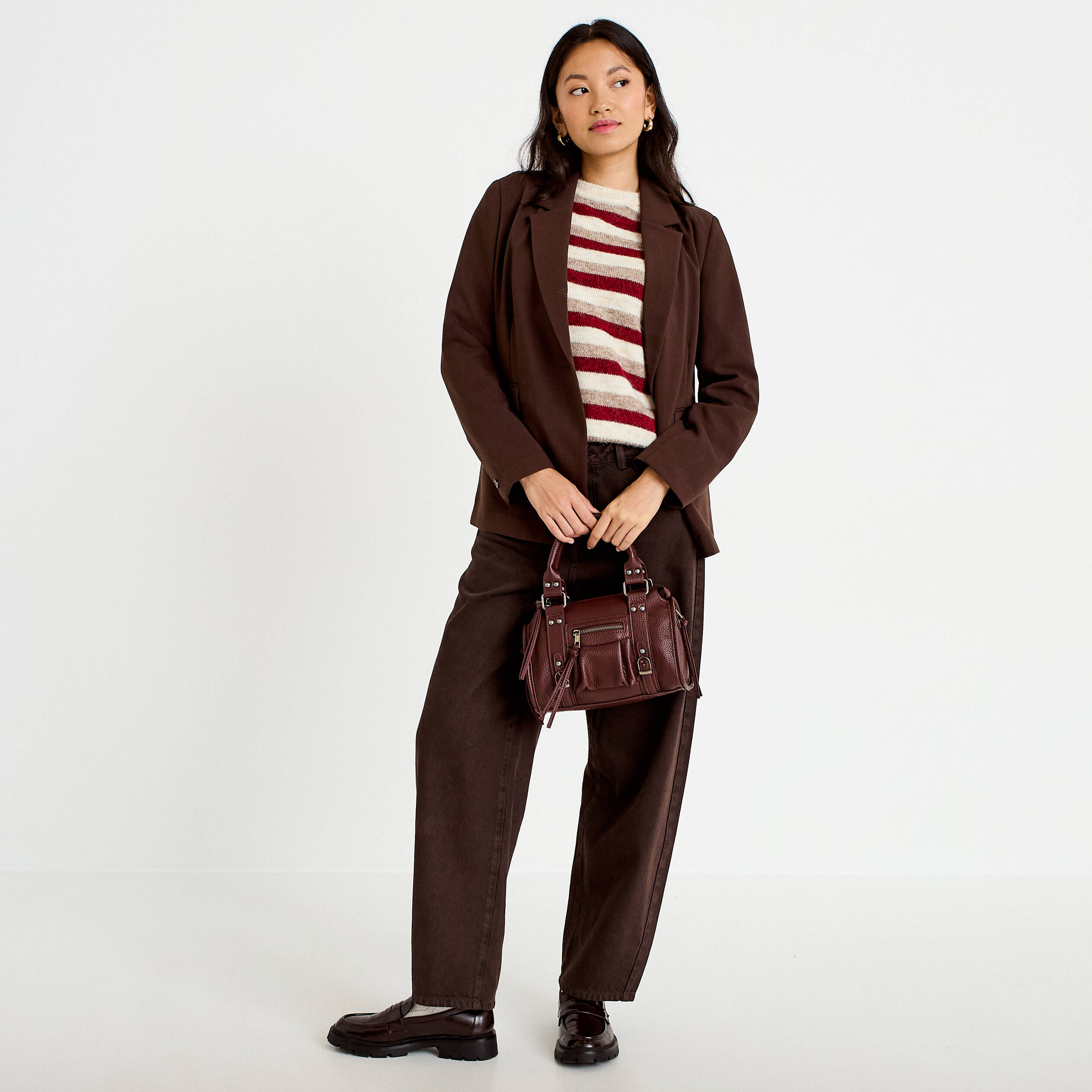 Pull ample manches longues ivoire femme