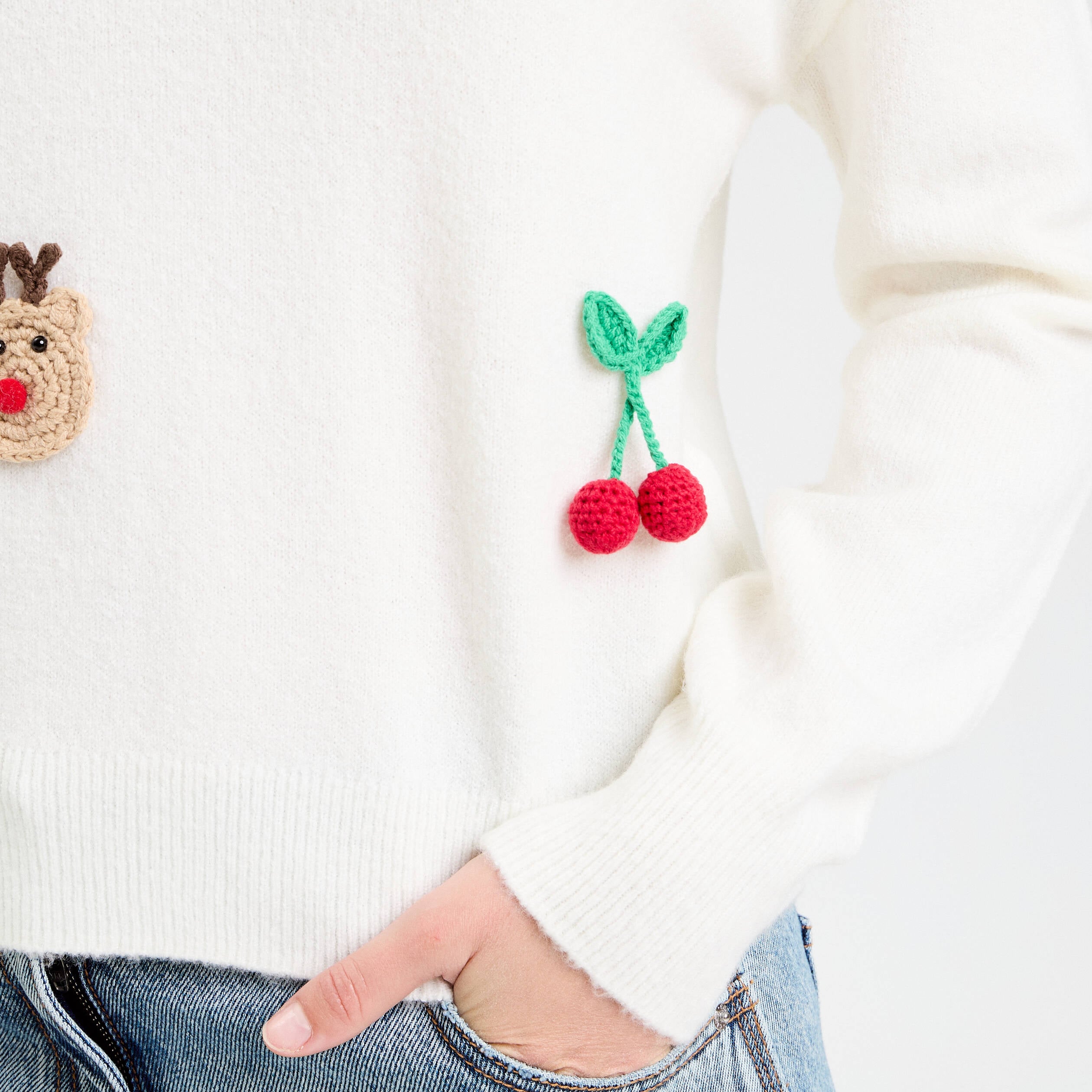 Pull de no&euml;l manches longues ecru femme