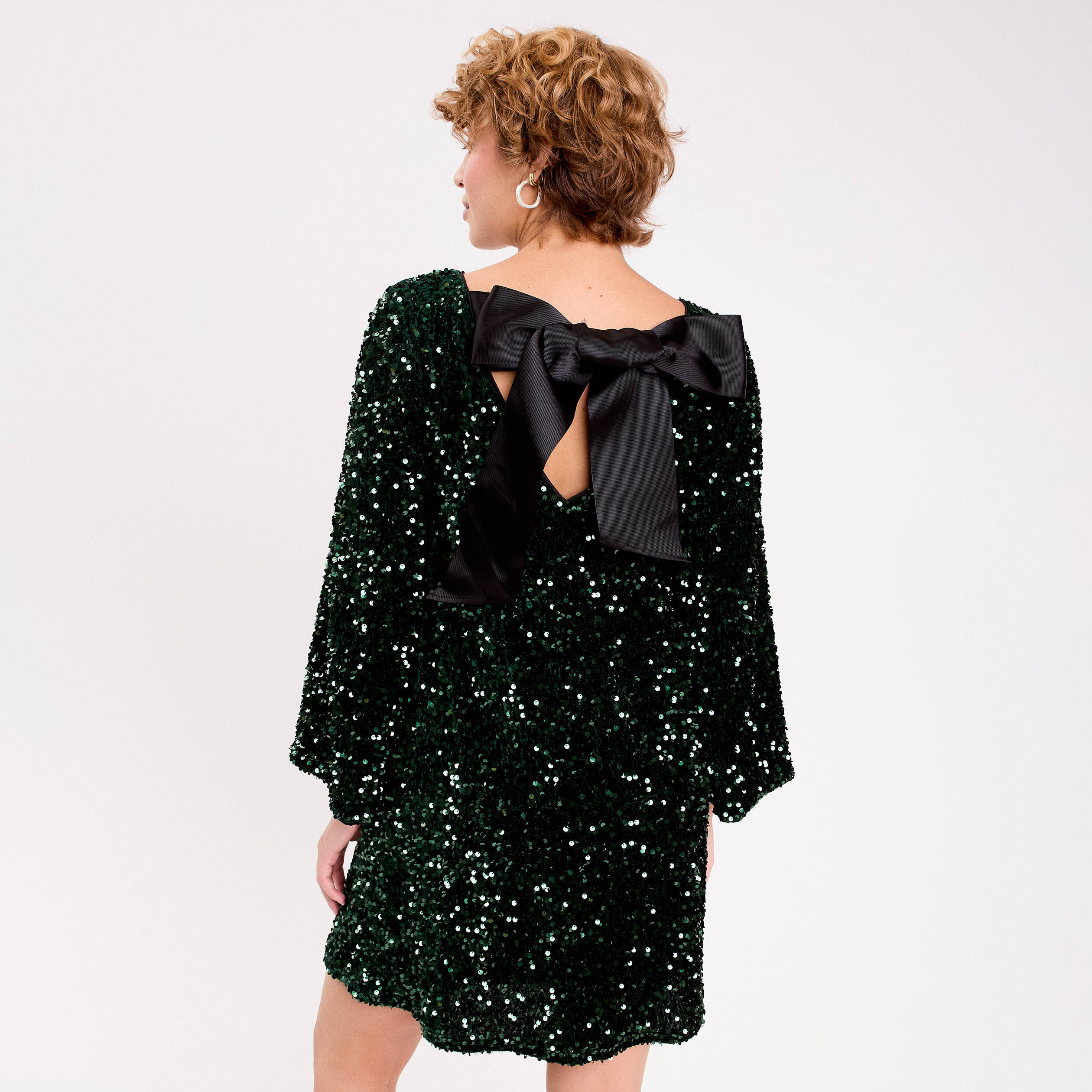 Robe &agrave; sequins dos nou&eacute; vert fonc&eacute; femme