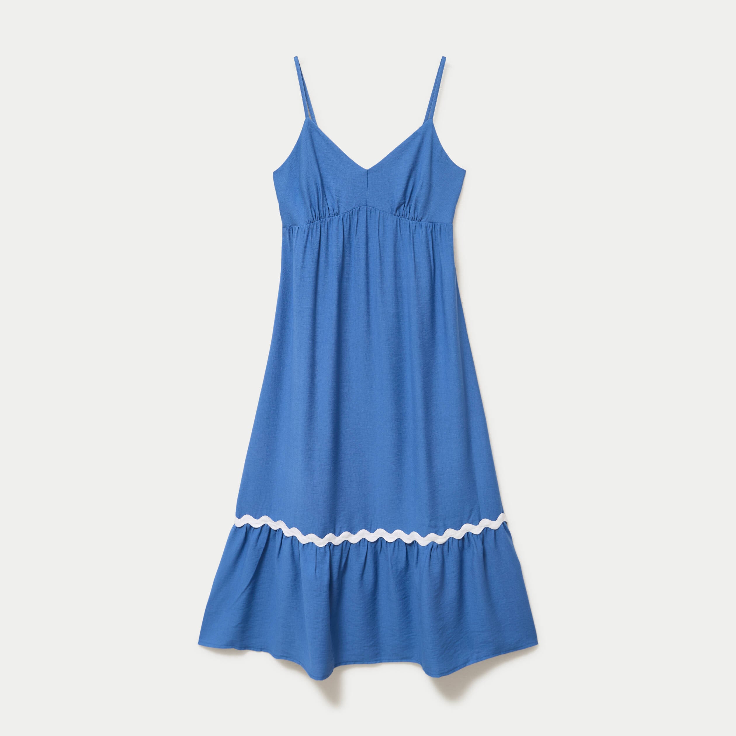 Robe longue &eacute;vas&eacute;e col v cr&ecirc;pe bleu fonc&eacute; femme
