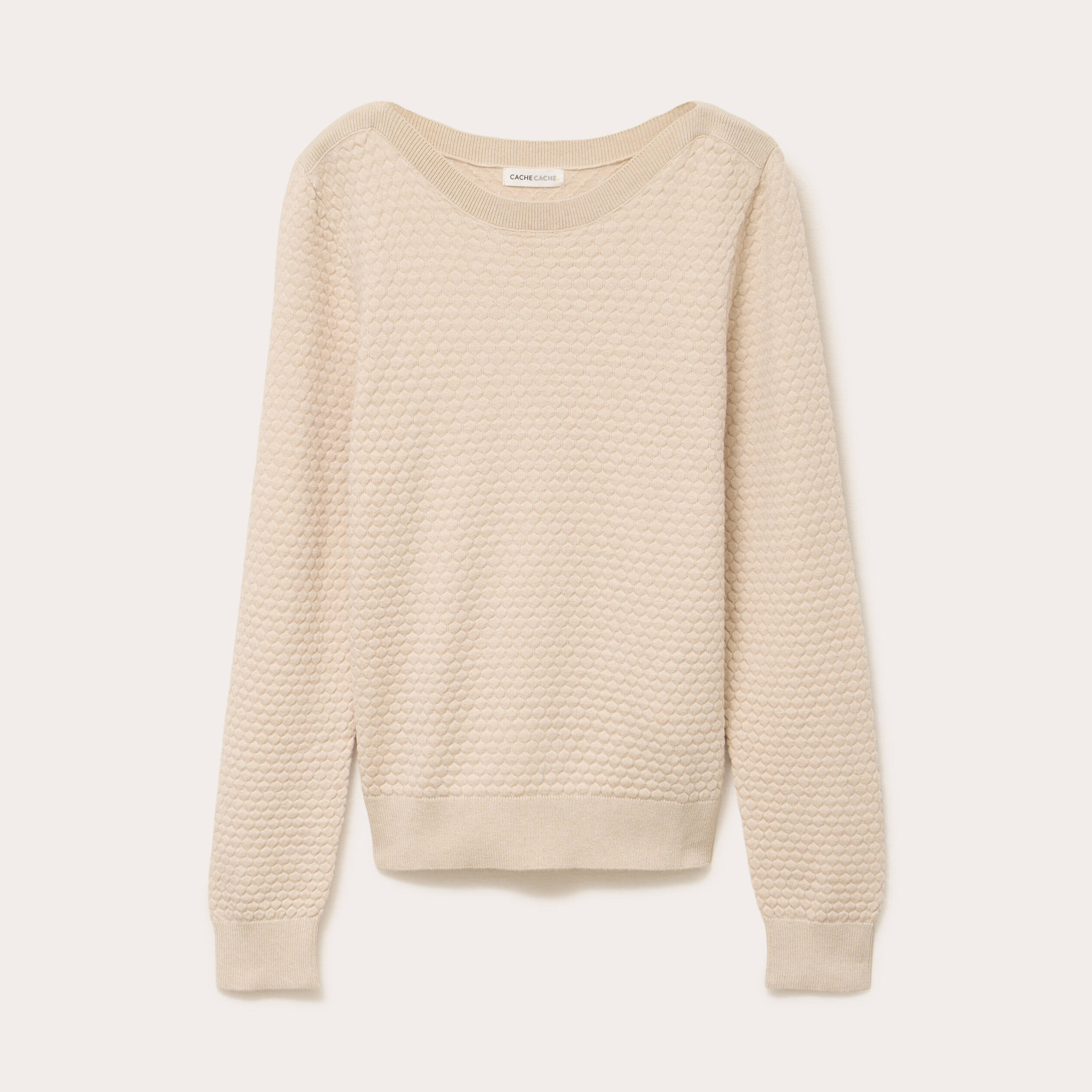 Pull col bateau sable femme