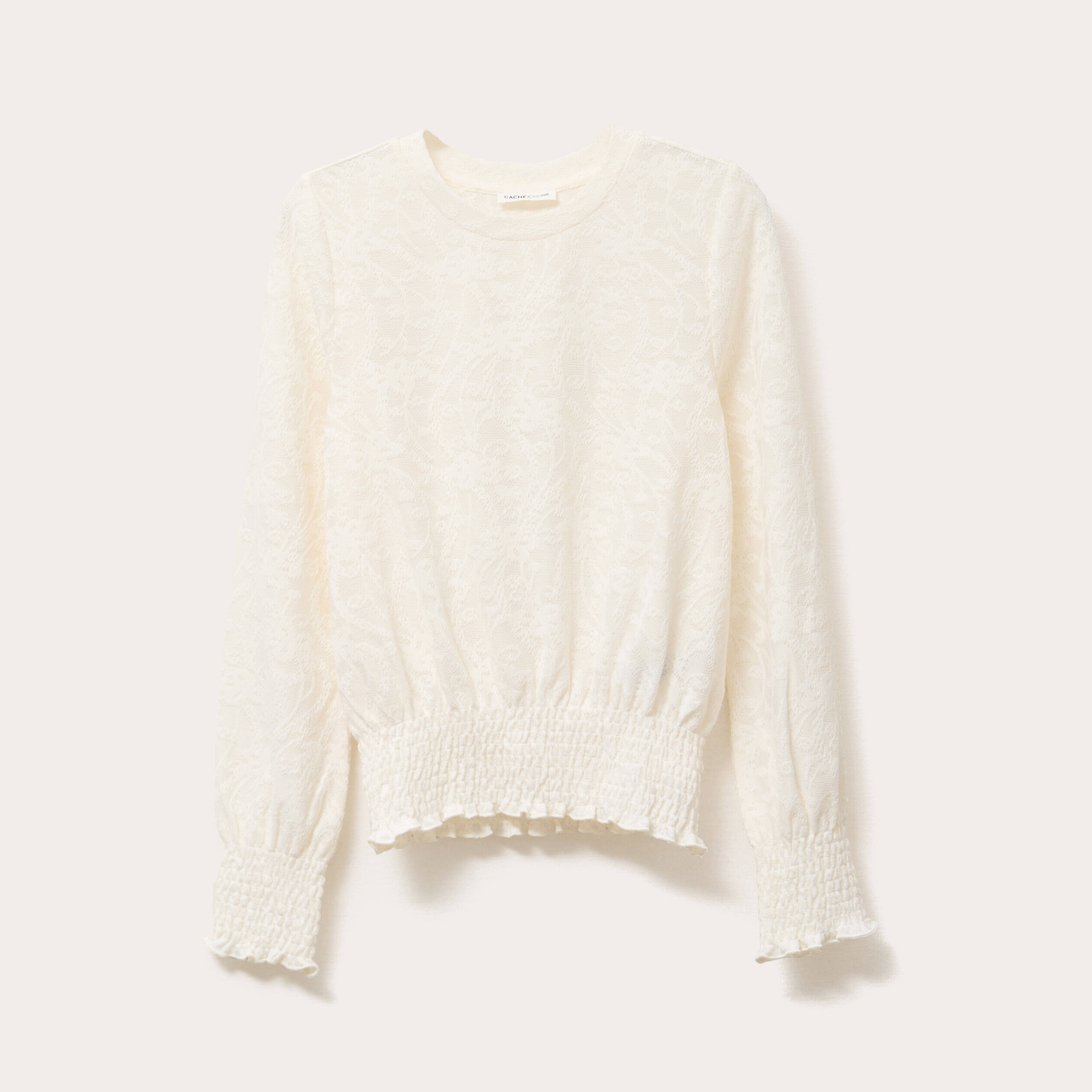 Blouse manches longues ecru femme