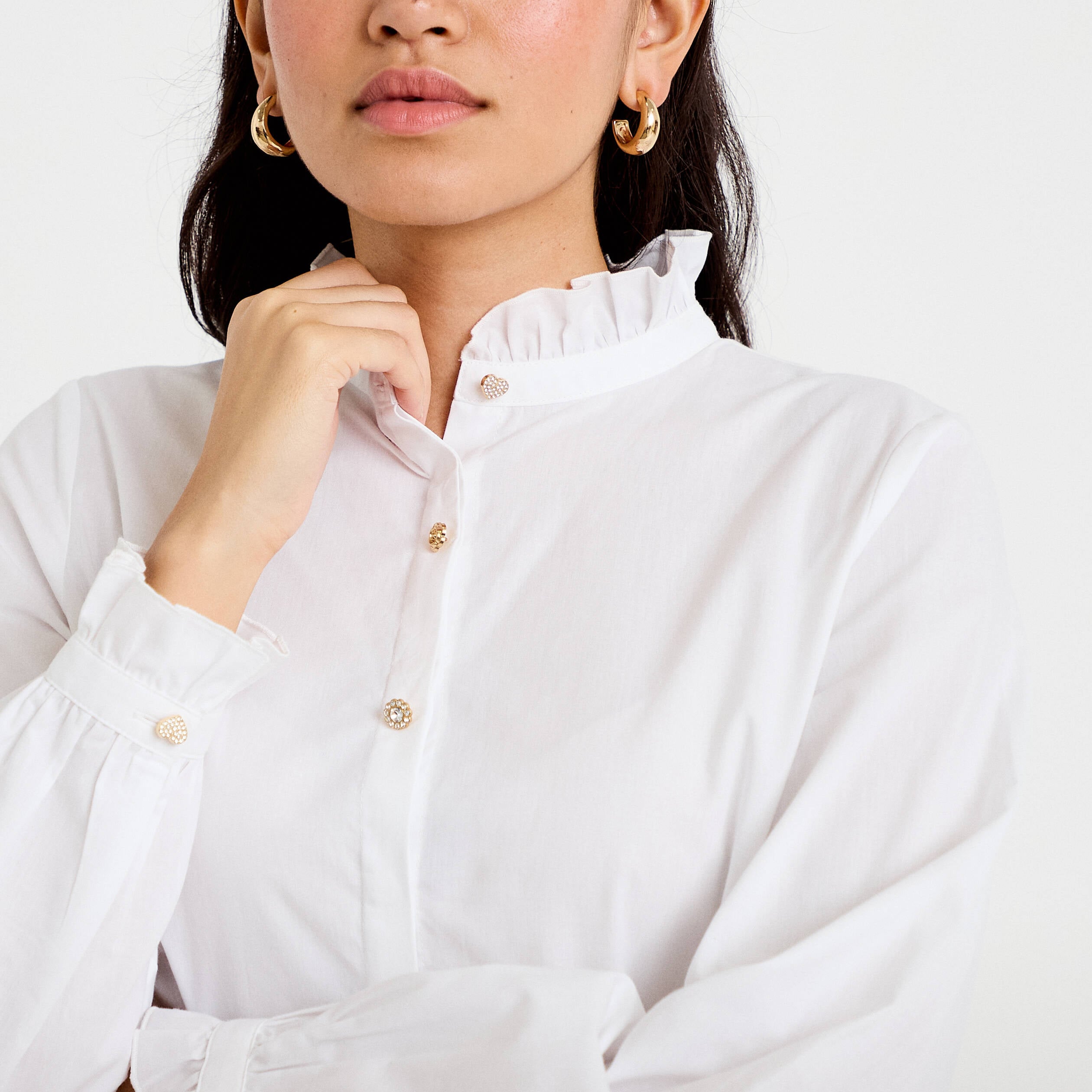 Chemise droite manches longues ecru femme