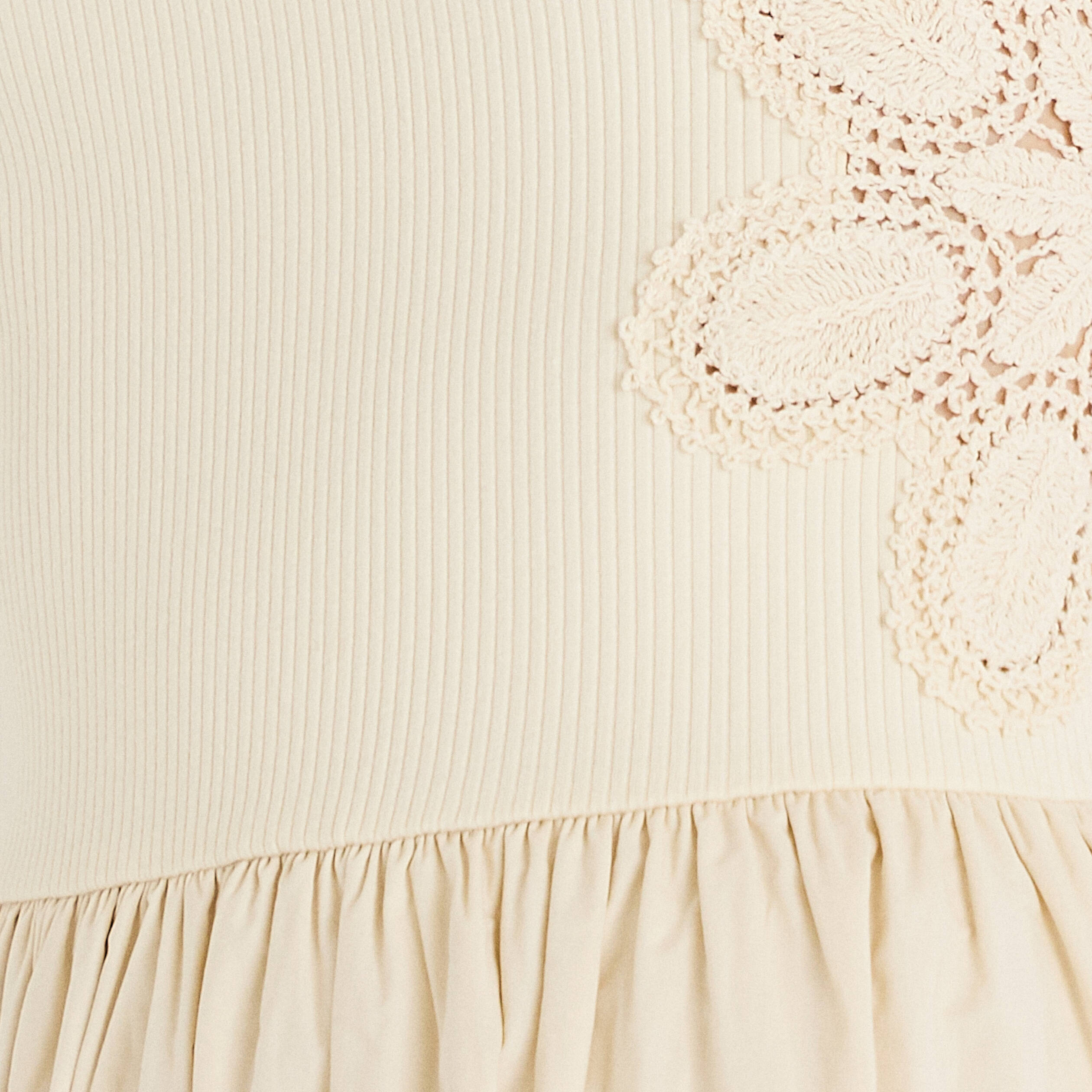 Robe longue &eacute;vas&eacute;e bi-mati&egrave;re ecru femme