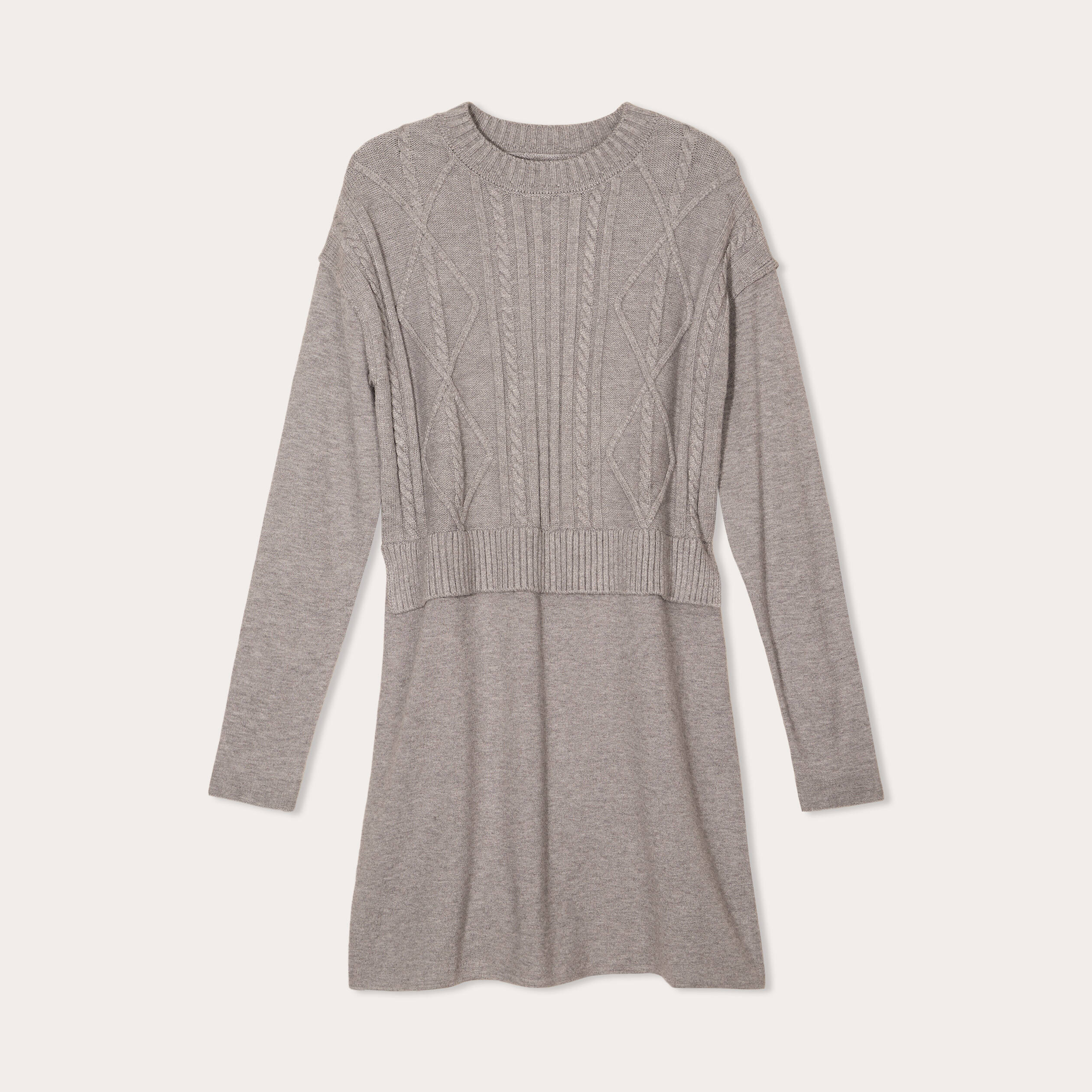Robe pull effet 2-en-1 gris clair femme