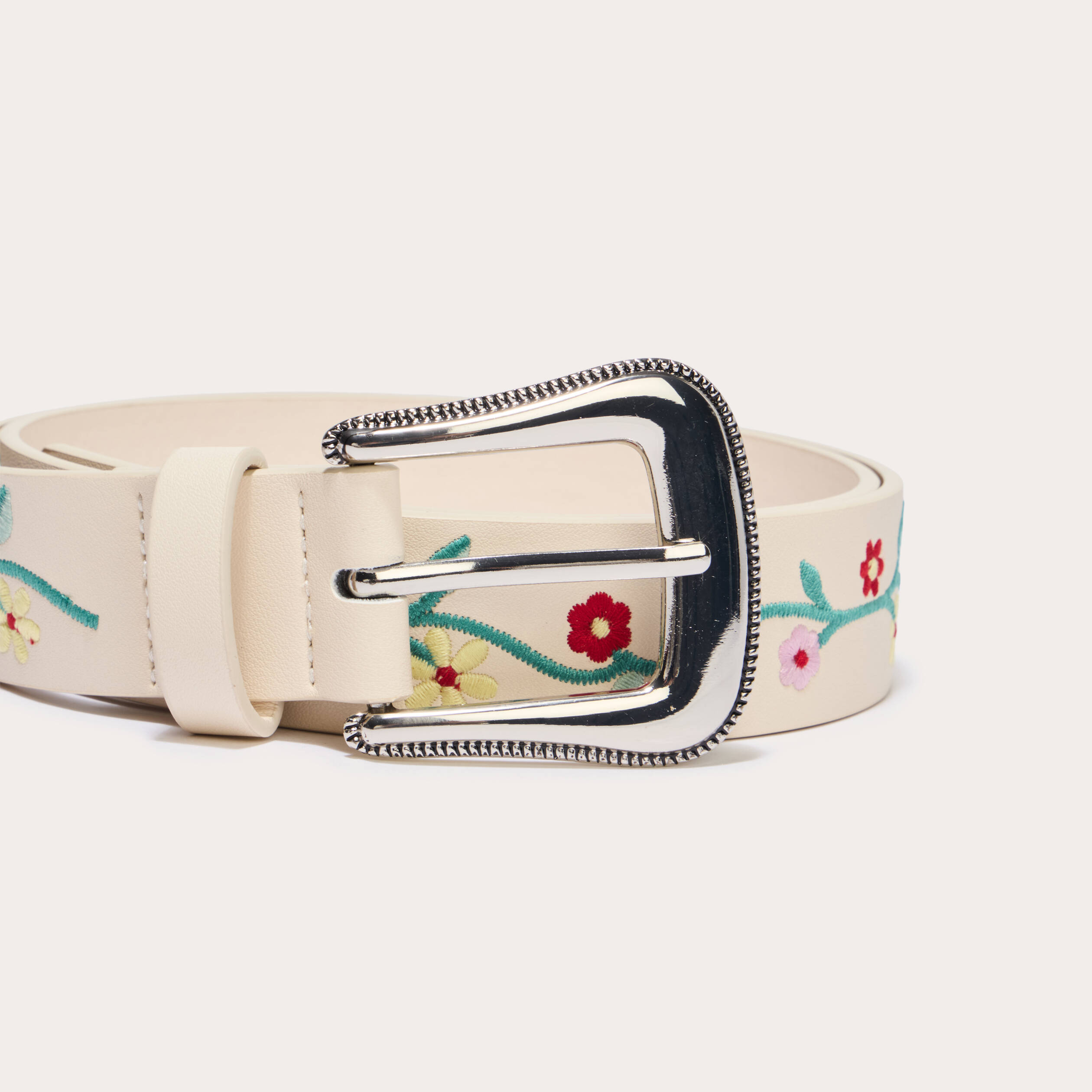 Ceinture brod&eacute;e blanc femme