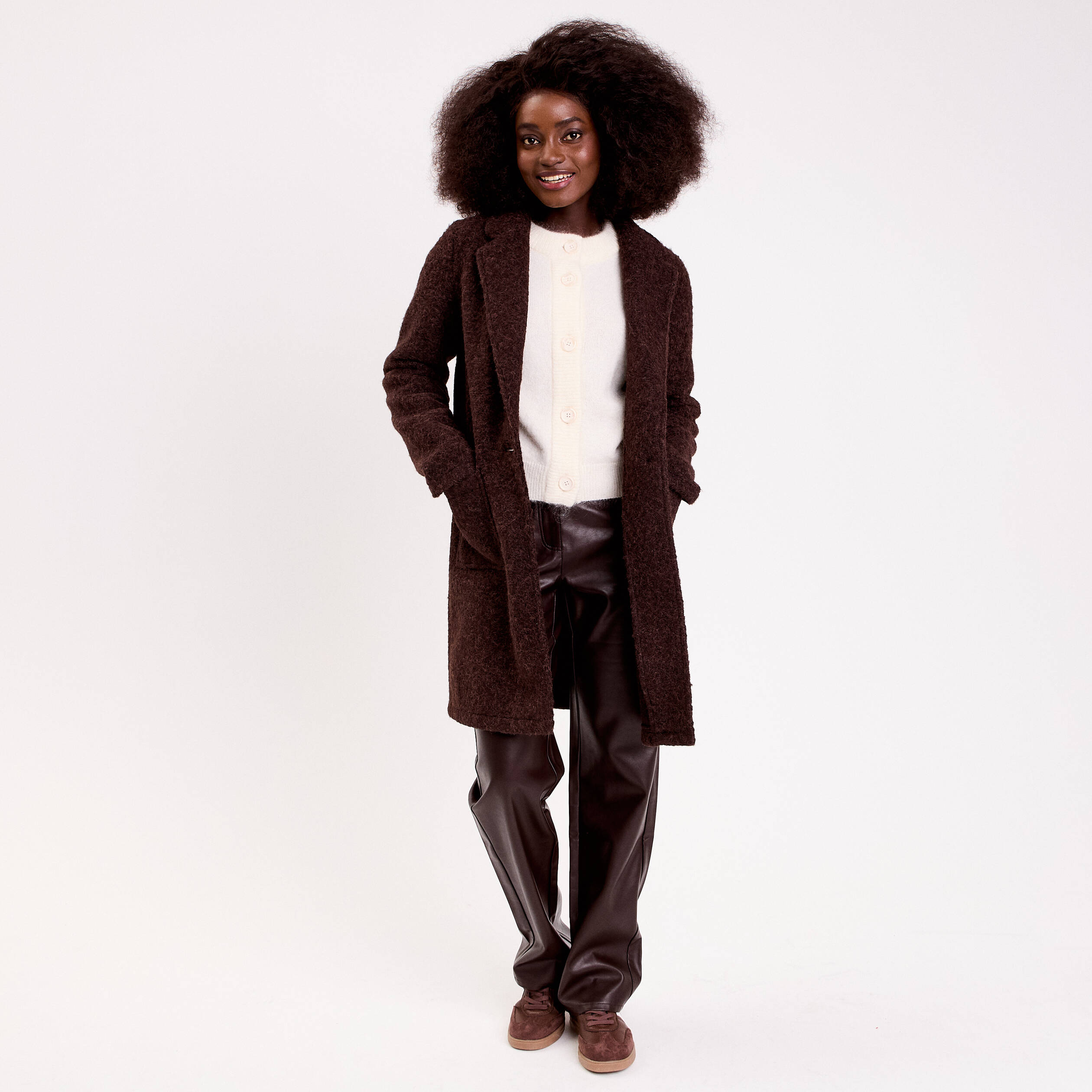 Gilet boutonn&eacute; ecru femme