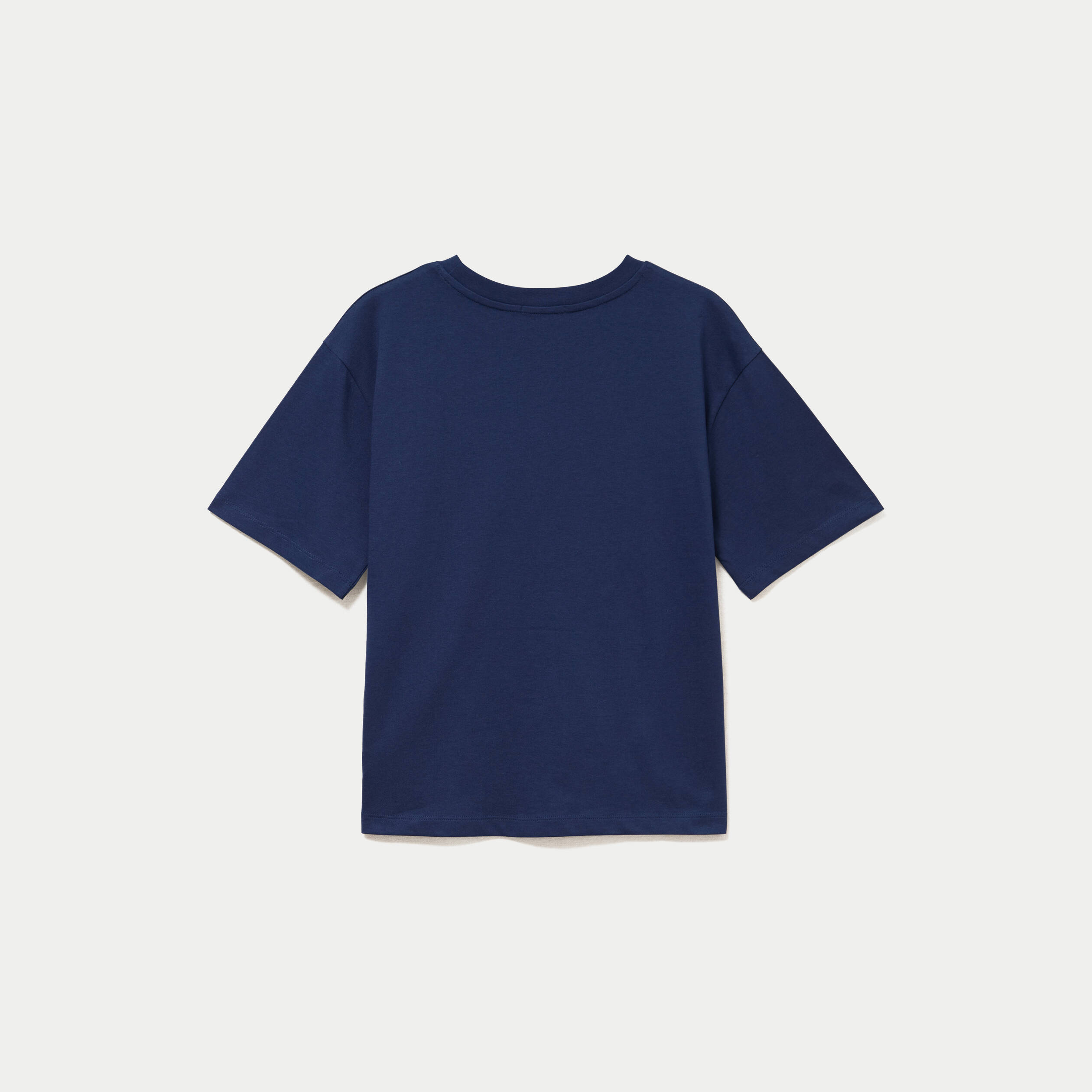 T-shirt col rond manches courtes bleu fonc&eacute; femme