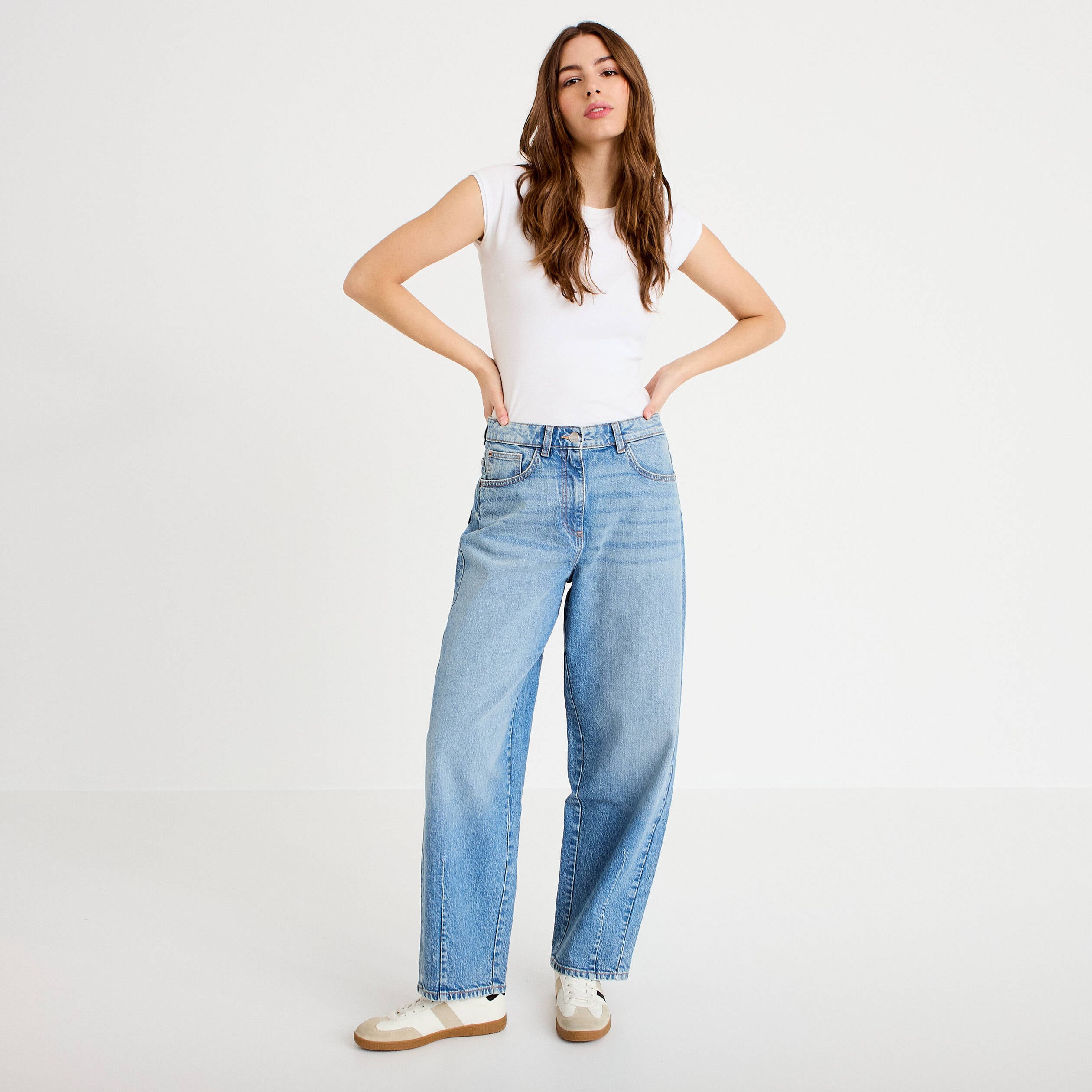 Jeans baggy taille basse denim triple stone femme