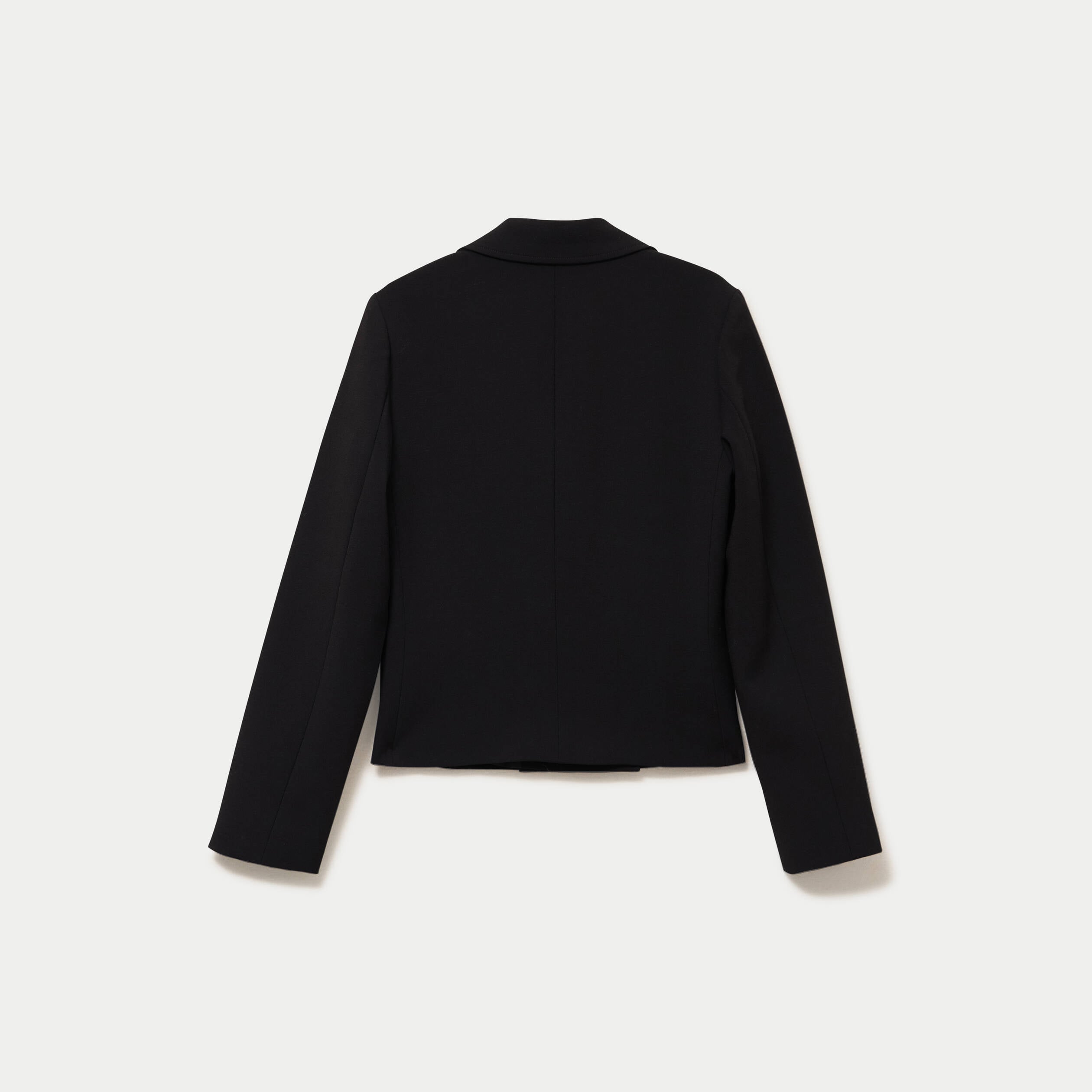 Veste droite sans manches col tailleur noir femme